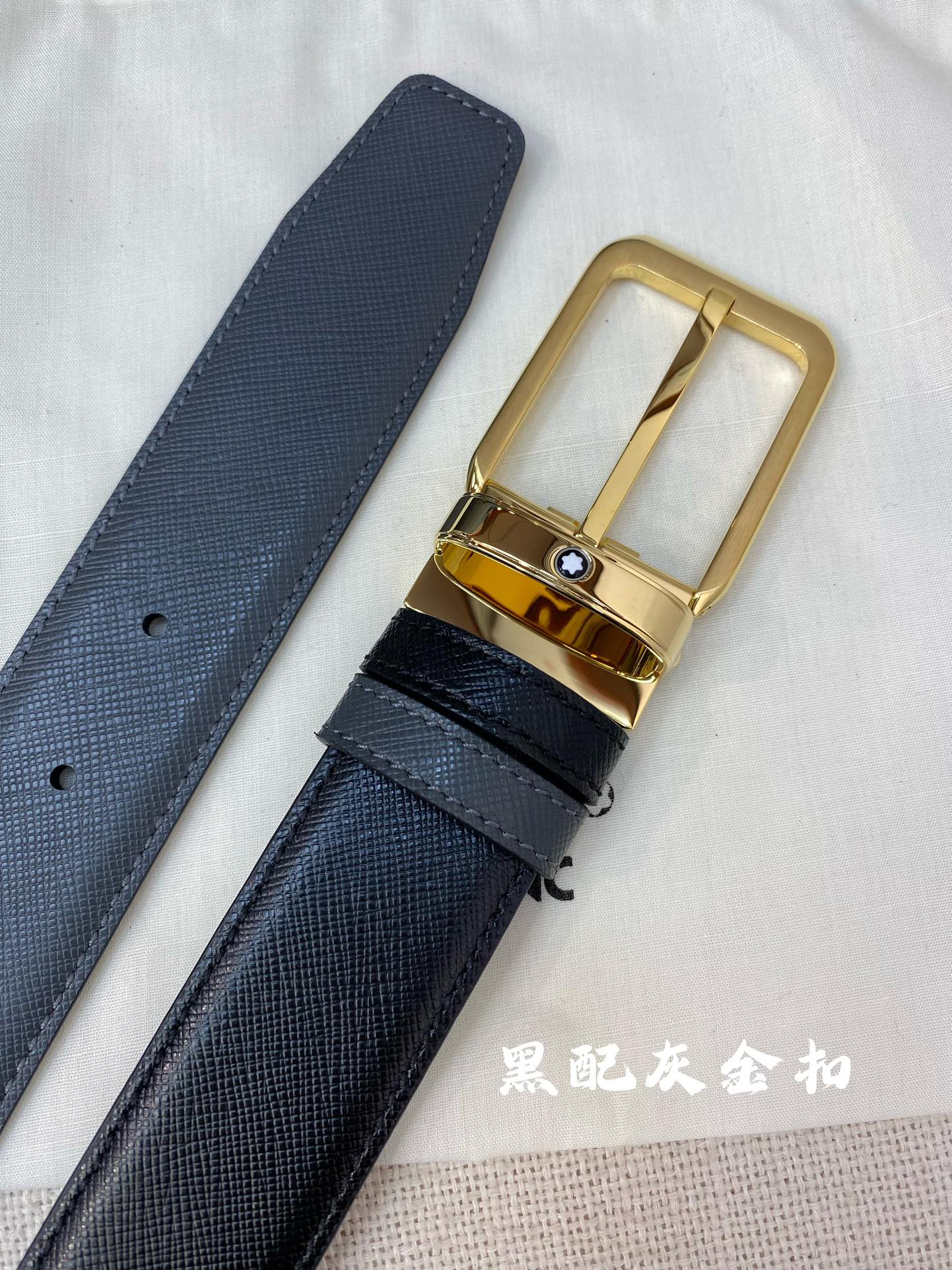 Montblanc万宝龙宽3.5cm采用头层牛皮精品针式扣头自由裁剪商务休闲皮带