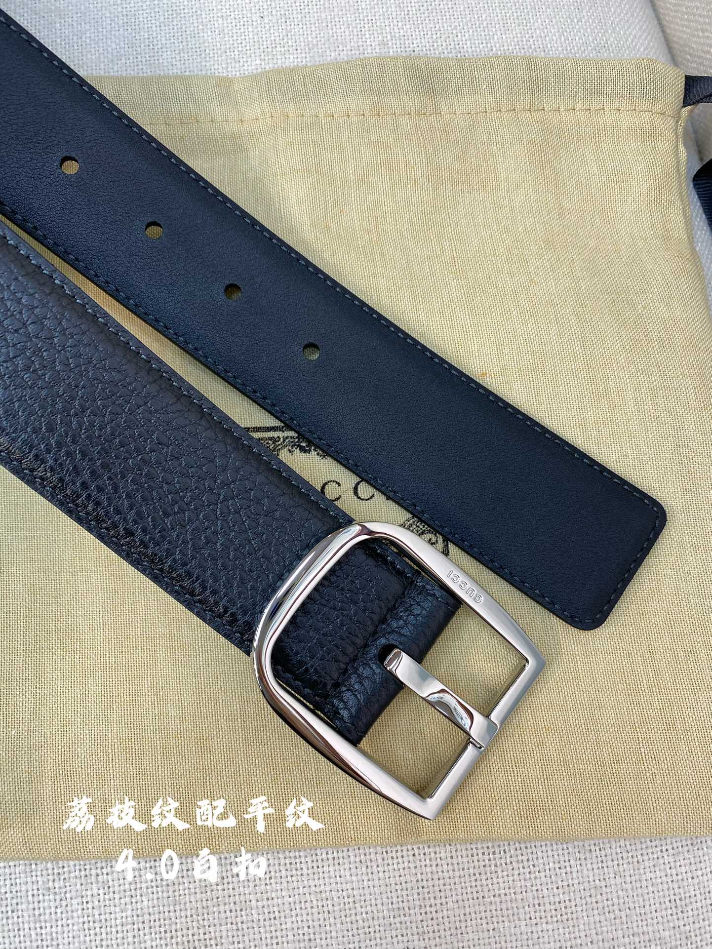 Gucci古奇官网经典正品规格40mm原版品质粗纹荔枝皮针扣休闲经典款