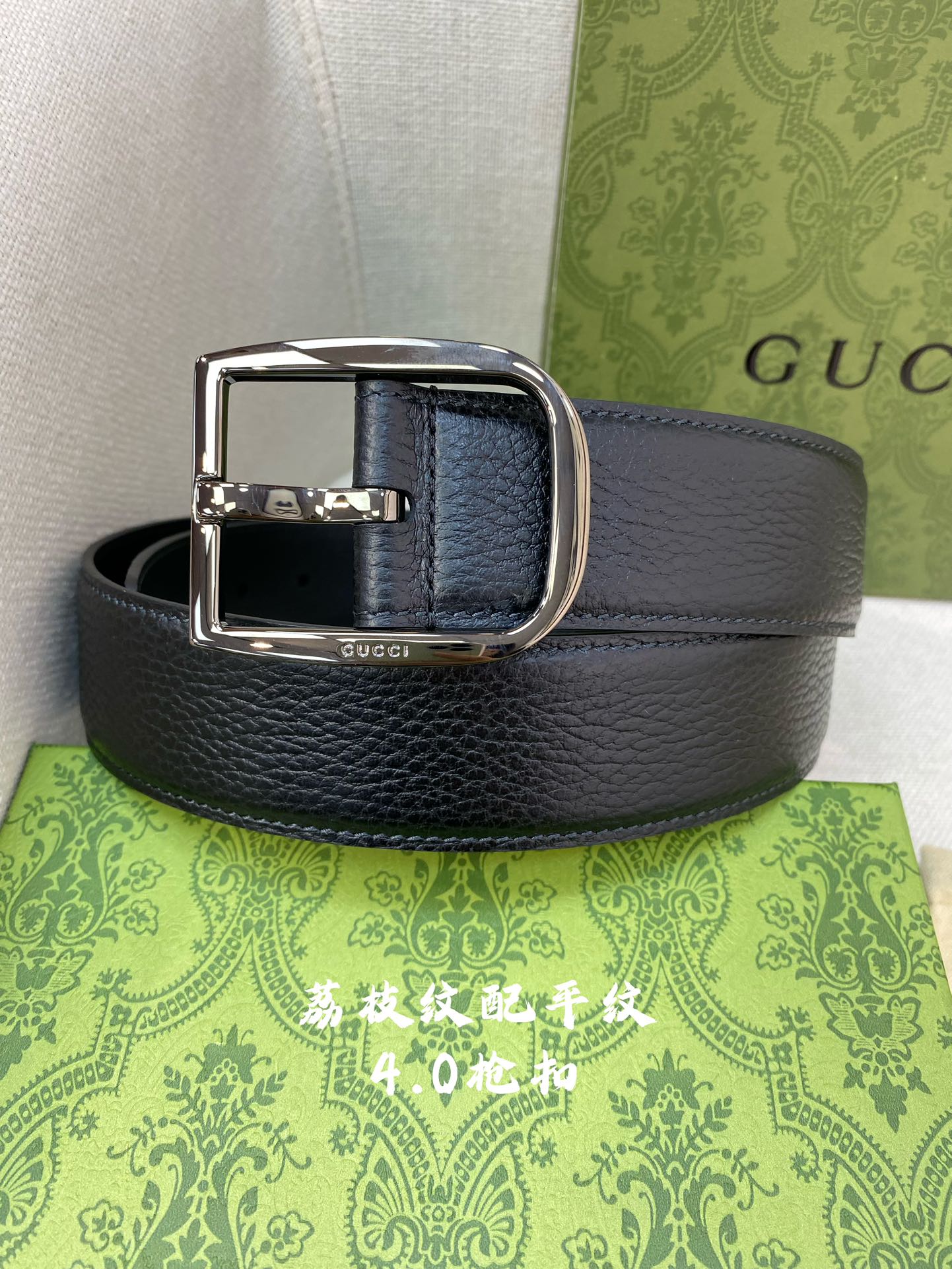 Gucci古奇官网经典正品规格40mm原版品质粗纹荔枝皮针扣休闲经典款