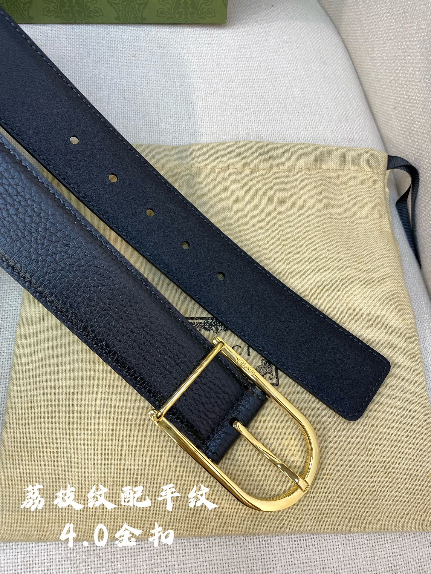 Gucci古奇官网经典正品规格40mm原版品质粗纹荔枝皮针扣休闲经典款