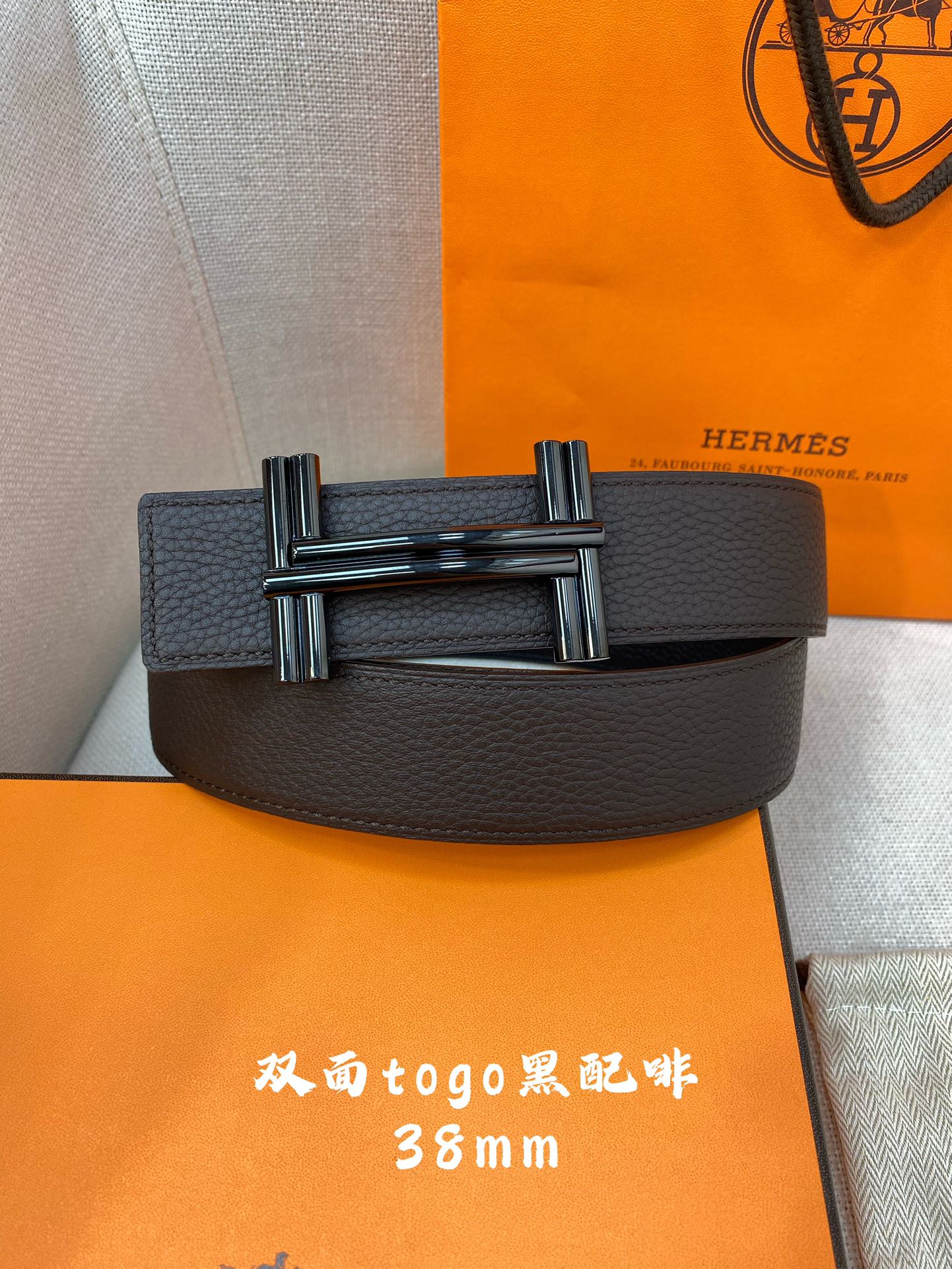 Hermes-HBELTBUCKLE&REVERSIBLELEATHERSTRAmm爱马仕专柜同步进口e