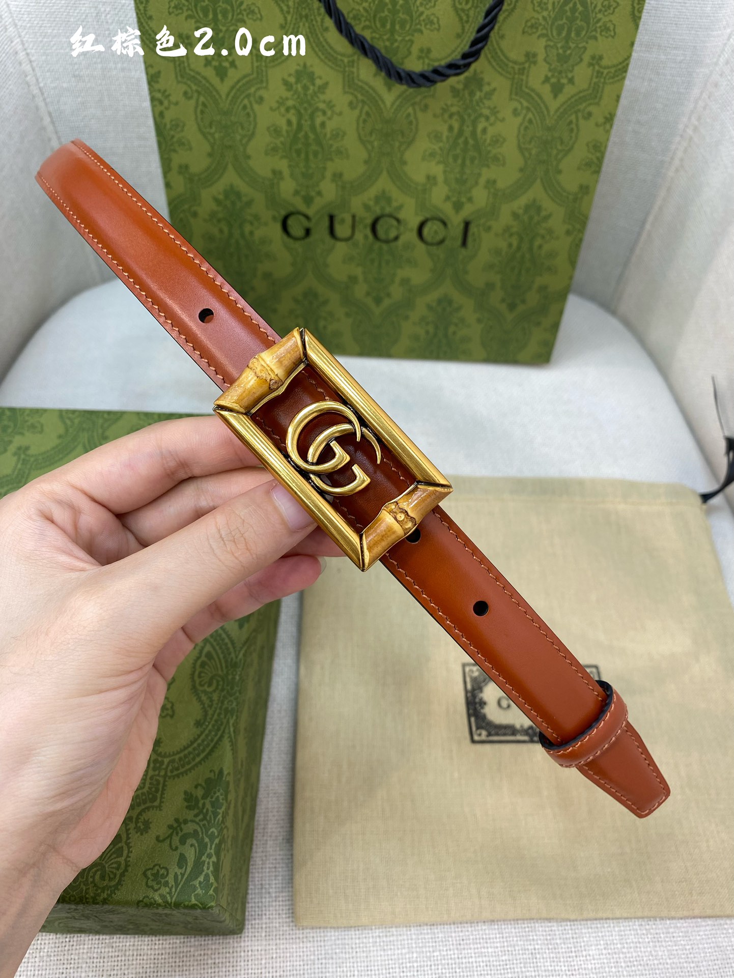 Gucci古奇官网经典正品规格2.0cm原版品质头层小牛皮搭配进口底