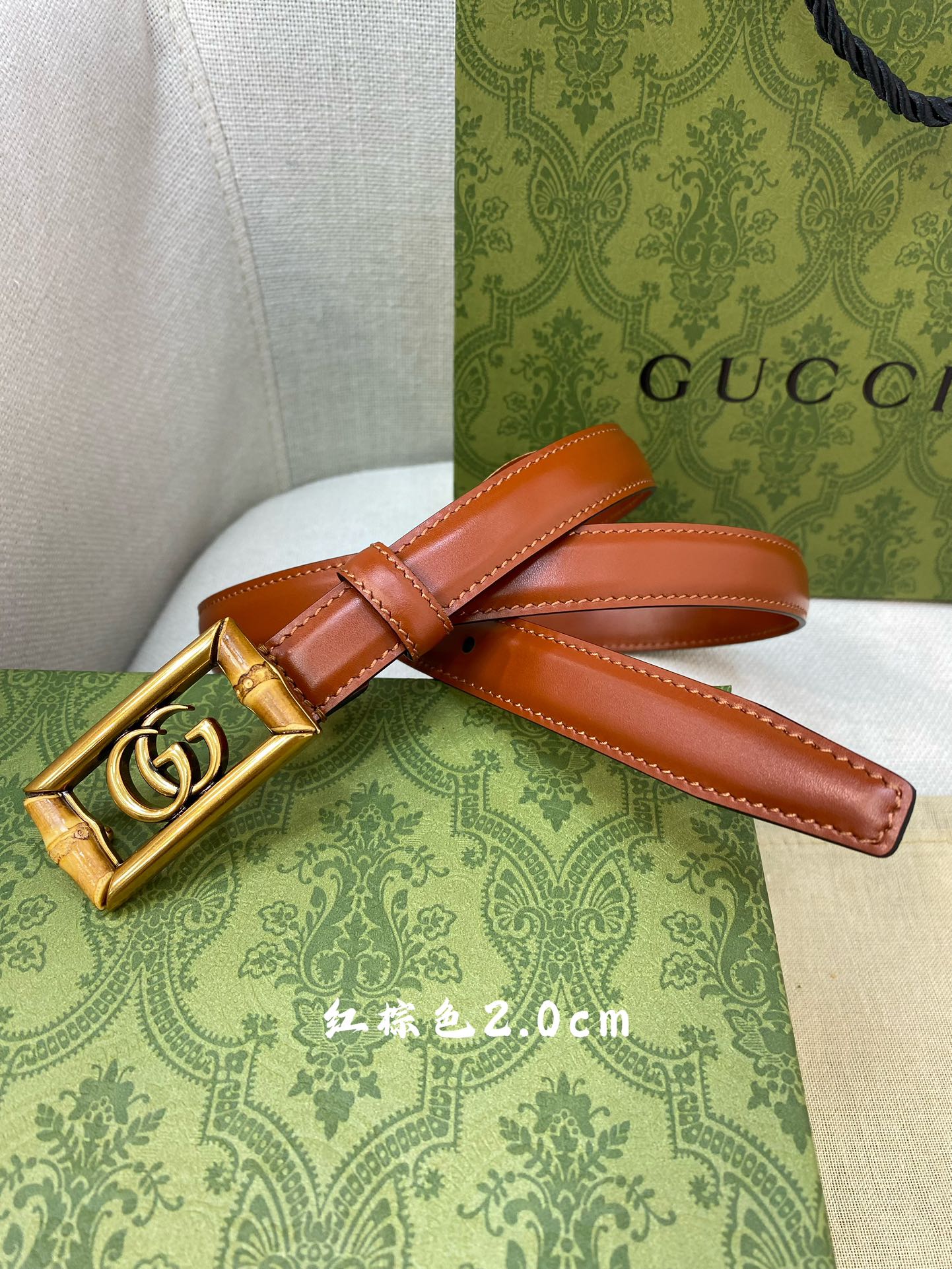 Gucci古奇官网经典正品规格2.0cm原版品质头层小牛皮搭配进口底