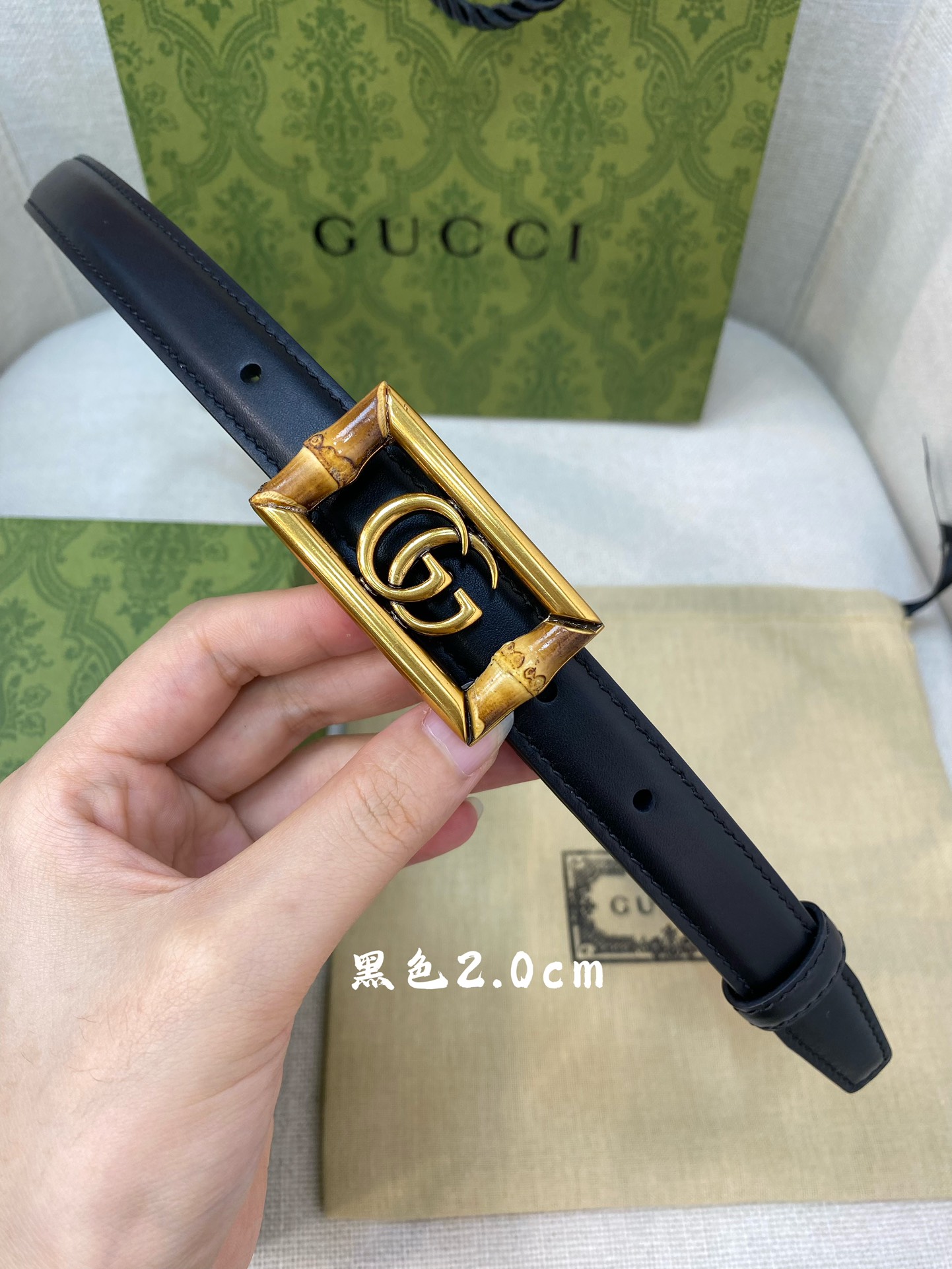 Gucci古奇官网经典正品规格2.0cm原版品质头层小牛皮搭配进口底