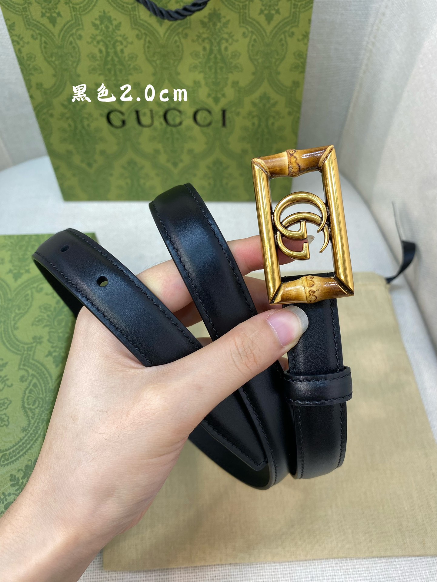 Gucci古奇官网经典正品规格2.0cm原版品质头层小牛皮搭配进口底