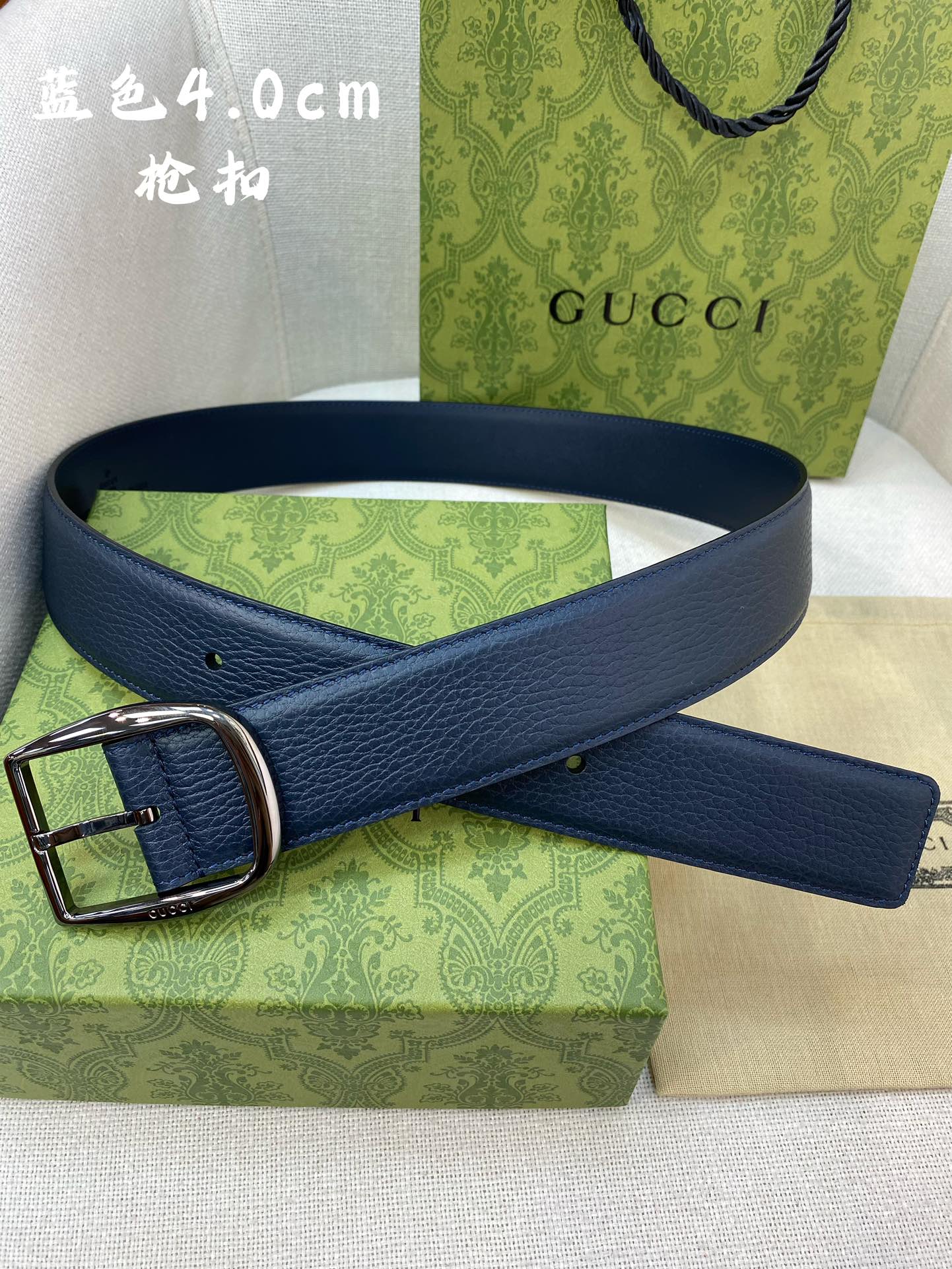 Gucci古奇官网经典正品规格40mm原版品质粗纹荔枝皮针扣休闲经典款