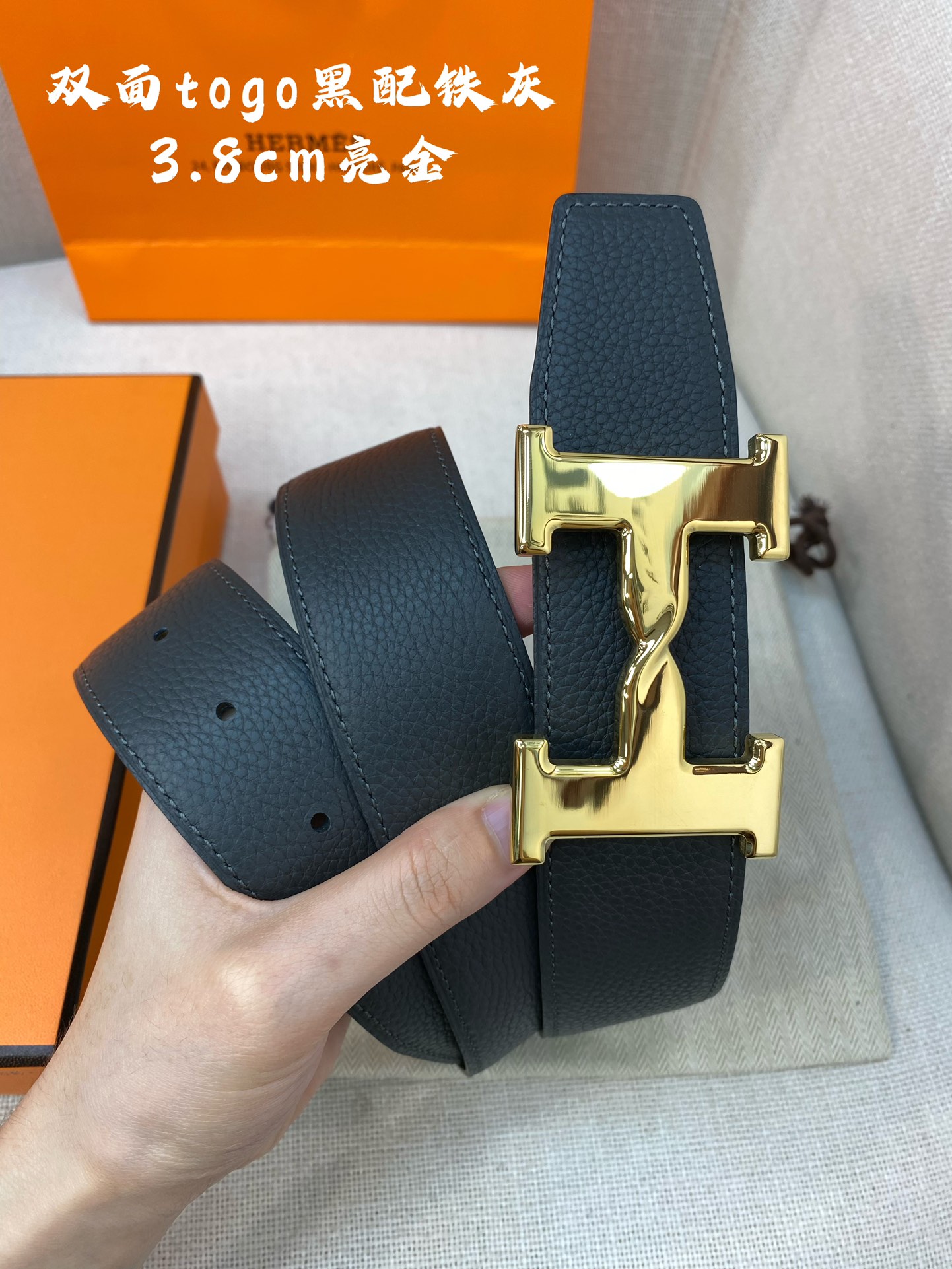 Hermes-HBELTBUCKLE&REVERSIBLELEATHERSTRAmm爱马仕专柜同步进口e