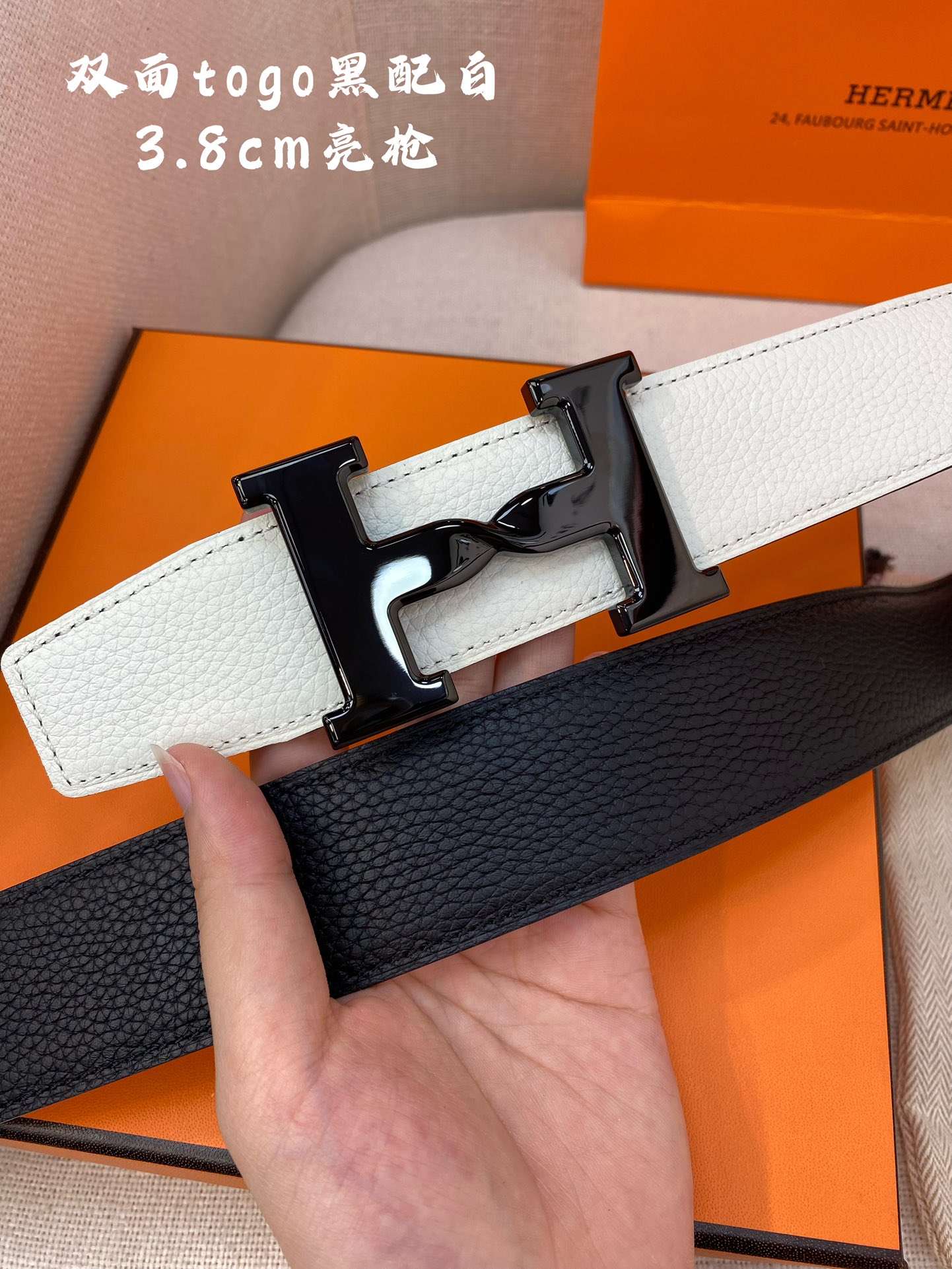 Hermes-HBELTBUCKLE&REVERSIBLELEATHERSTRAmm爱马仕专柜同步进口e