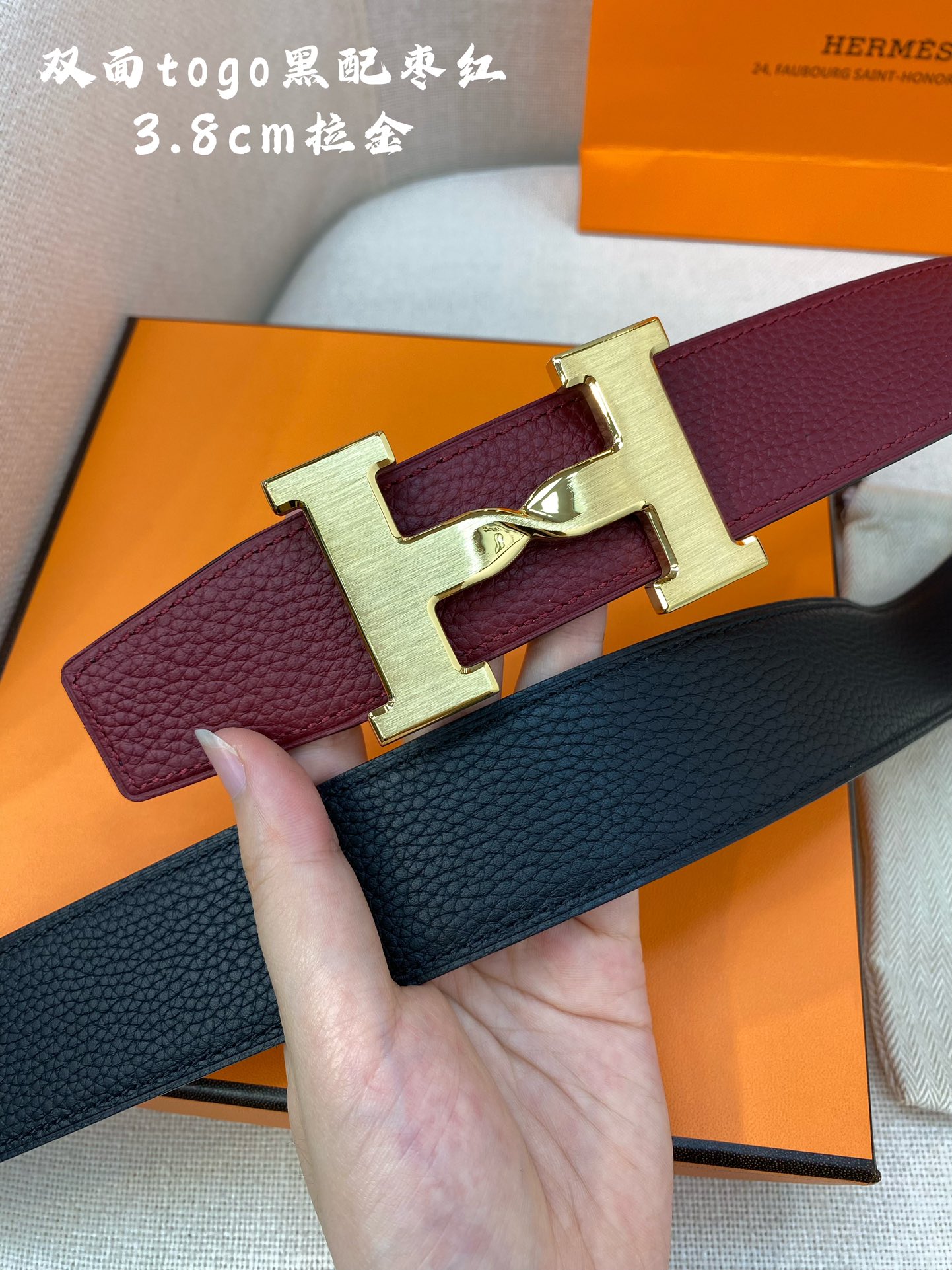 Hermes-HBELTBUCKLE&REVERSIBLELEATHERSTRAmm爱马仕专柜同步进口e