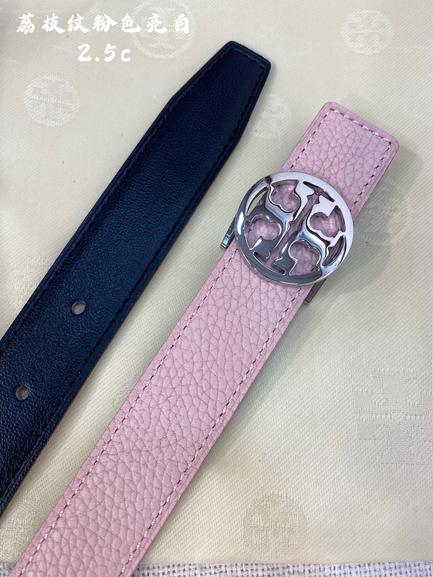 Toryburch托里伯奇精品双面头层牛皮搭配精品挂扣皮带宽度2.5cm双面可用