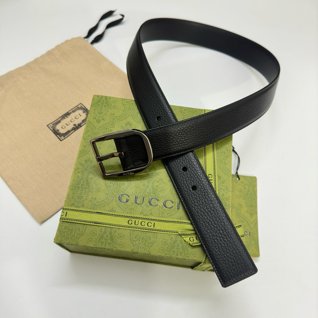 Gucci古奇官网经典正品规格40mm原版品质粗纹荔枝皮针扣休闲经典款