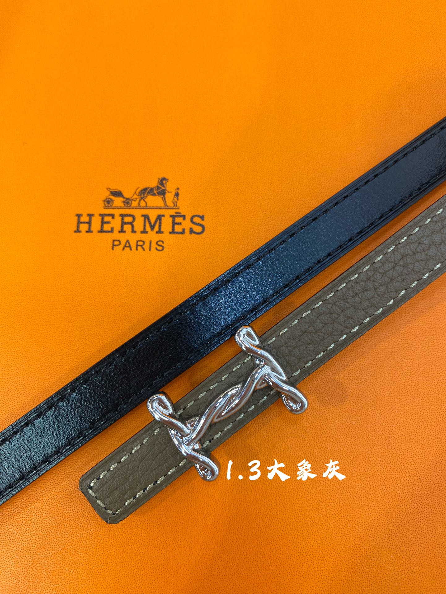 官网同步-hermes-Glenan皮帶扣&雙面皮腰帶13MM鍍鈀金属皮带扣小牛皮双面腰带