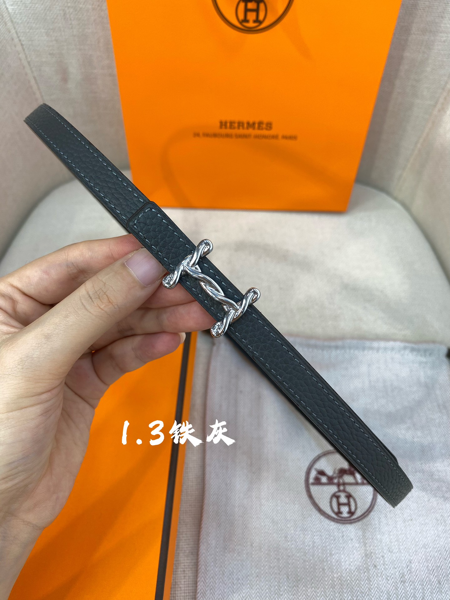 官网同步-hermes-Glenan皮帶扣&雙面皮腰帶13MM鍍鈀金属皮带扣小牛皮双面腰带