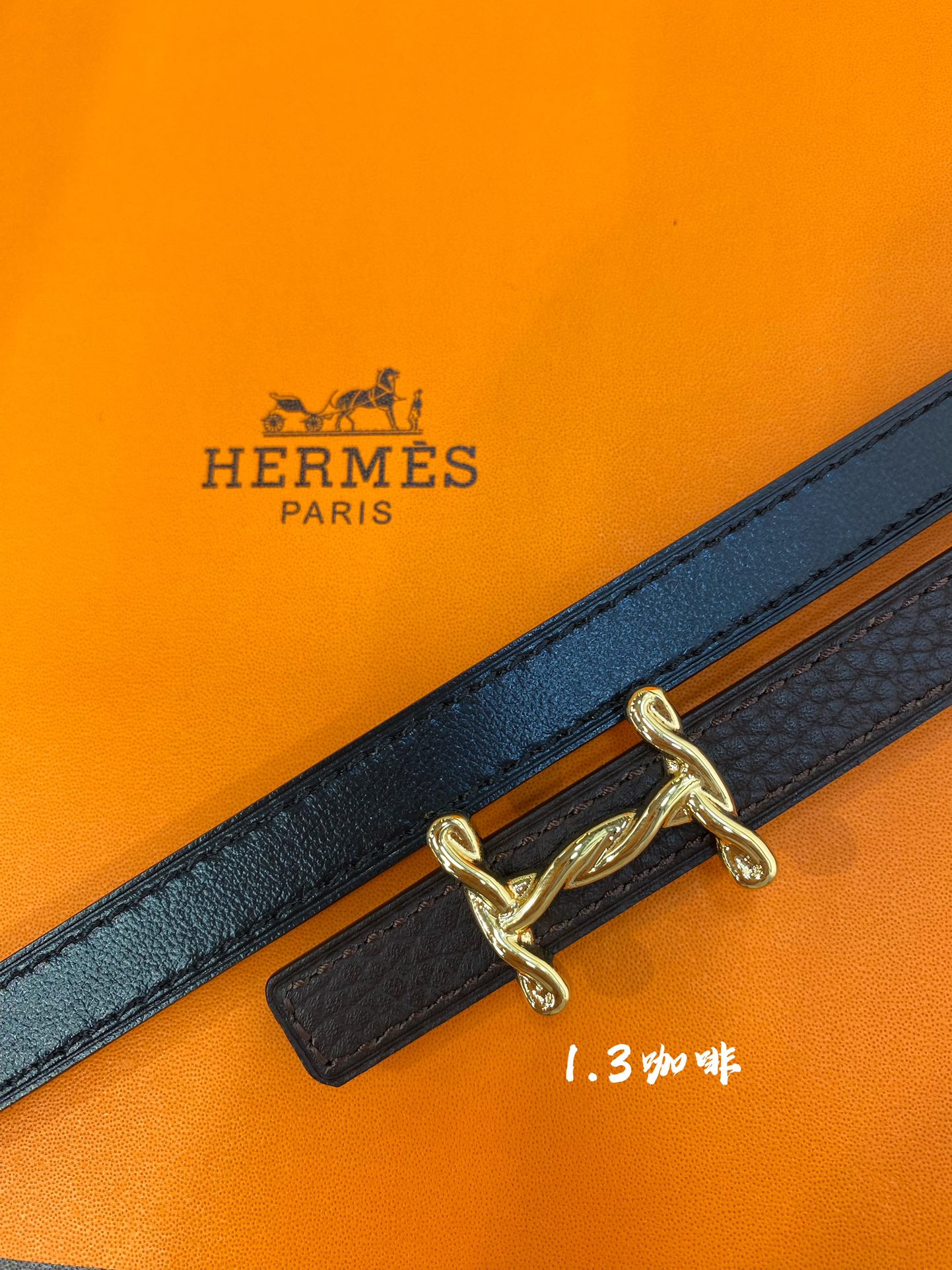 官网同步-hermes-Glenan皮帶扣&雙面皮腰帶13MM鍍鈀金属皮带扣小牛皮双面腰带