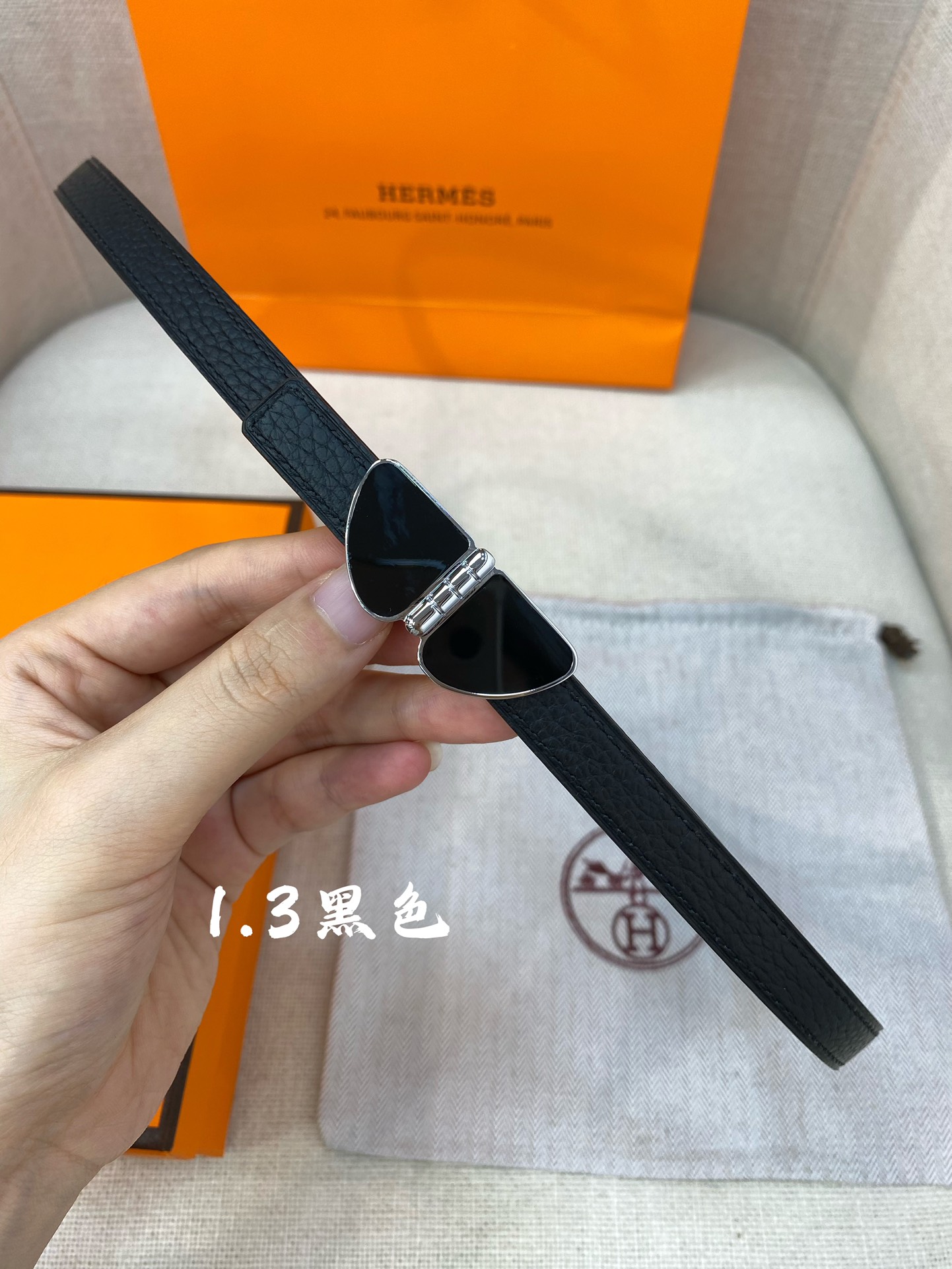 官网同步-hermes-Glenan皮帶扣&雙面皮腰帶13MM鍍鈀金属皮带扣小牛皮双面腰带