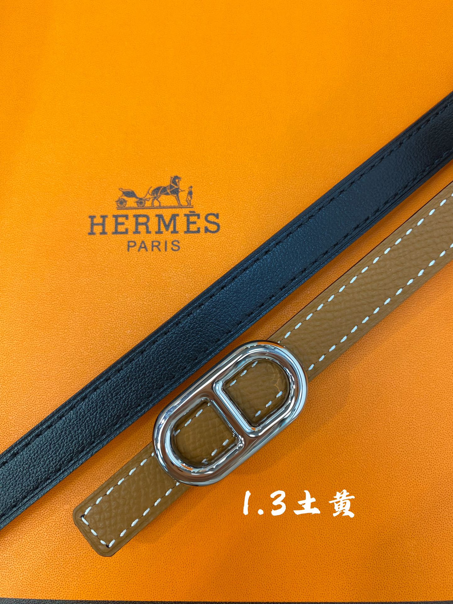 官网同步-hermes-Glenan皮帶扣&雙面皮腰帶13MM鍍鈀金属皮带扣小牛皮双面腰带