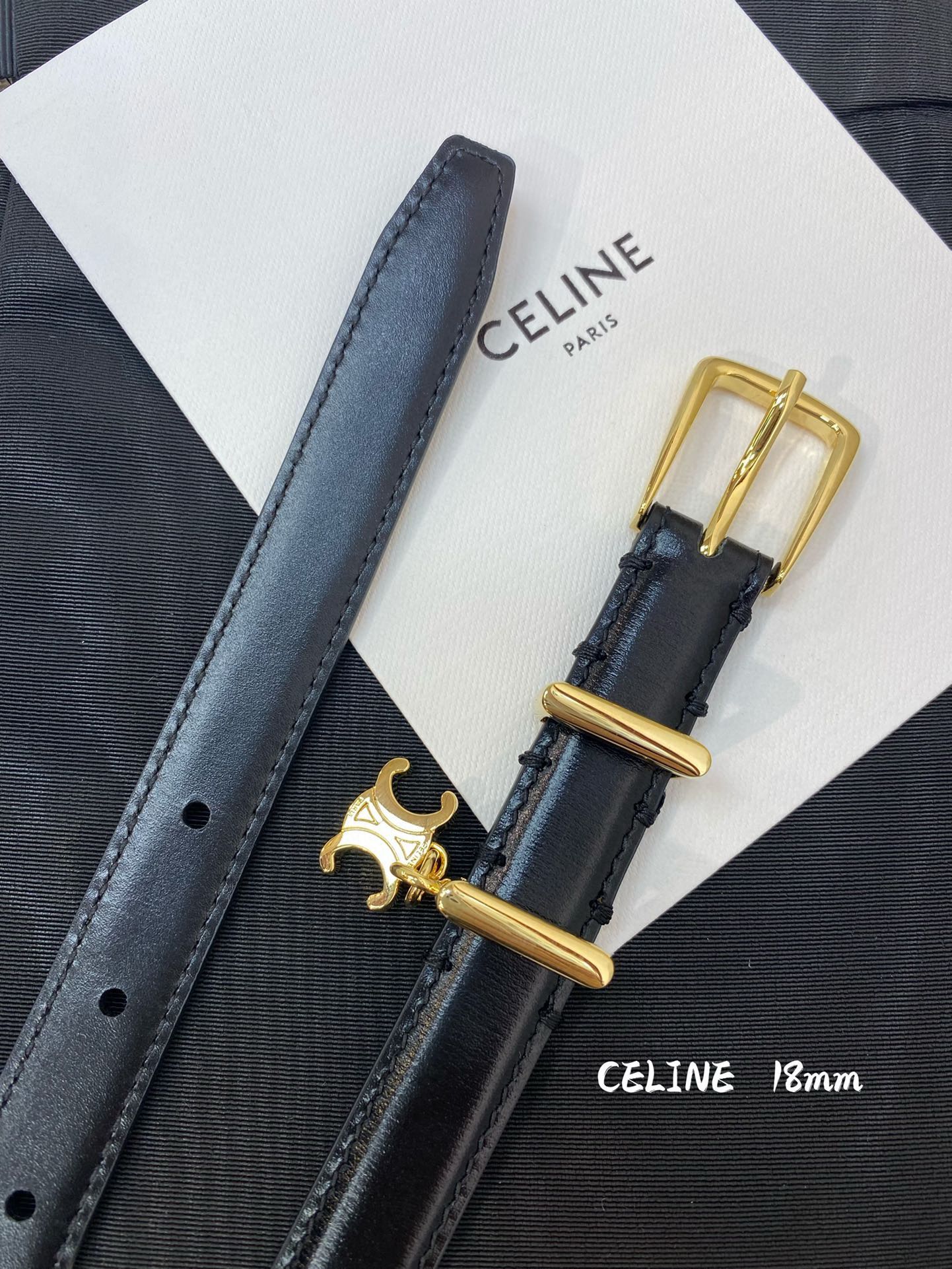 CELINE赛琳专柜同款宽1.8cm腰带选用双面原版光滑头层小牛皮精制而成抛光金属精品针扣低调奢华码数7