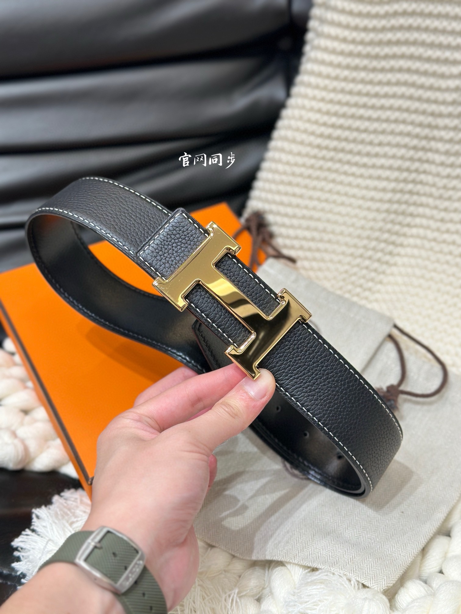 Hermes-HBELTBUCKLE&REVERSIBLELEATHERSTRAmm爱马仕专柜同步进口e