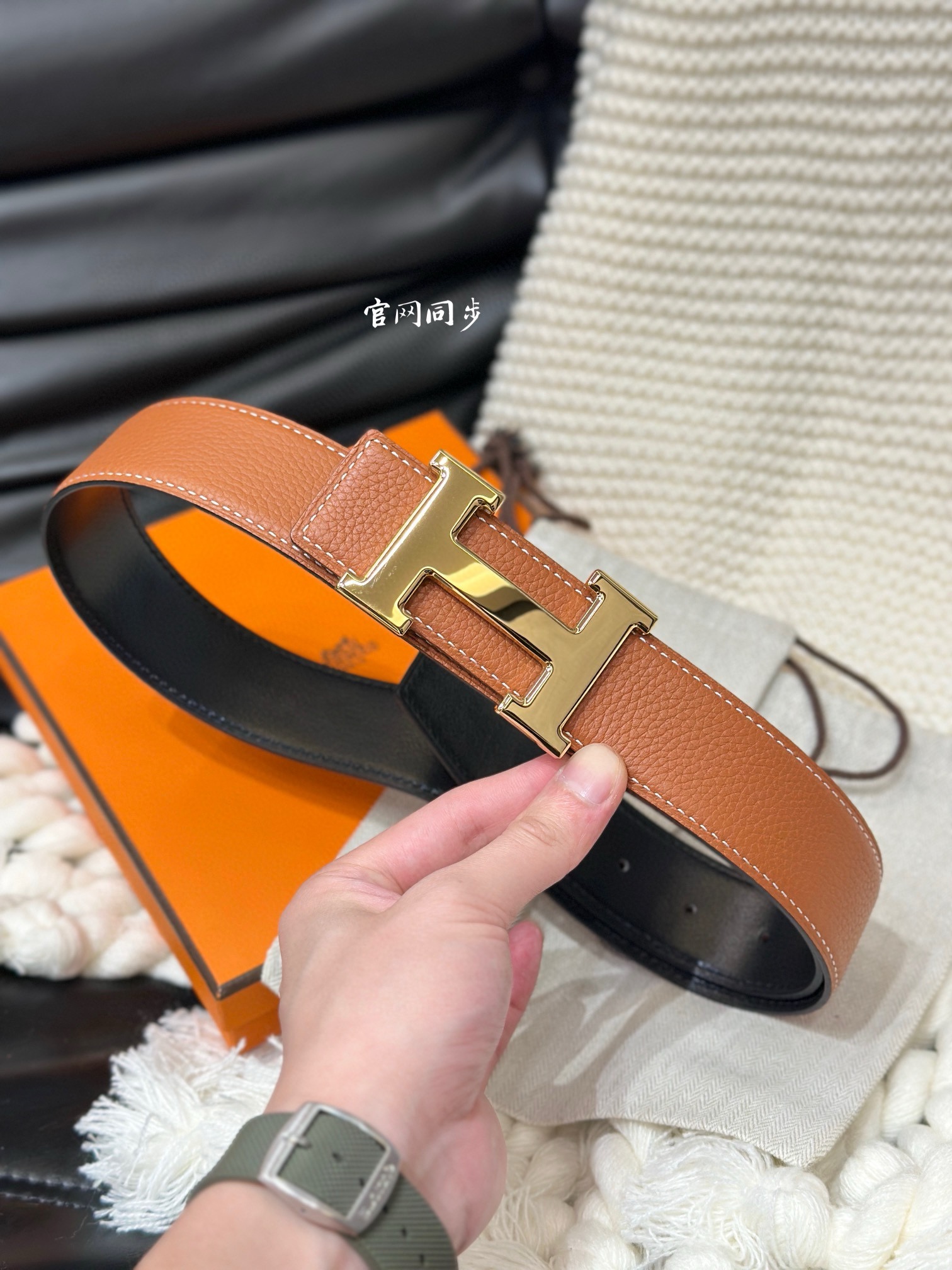 Hermes-HBELTBUCKLE&REVERSIBLELEATHERSTRAmm爱马仕专柜同步进口e