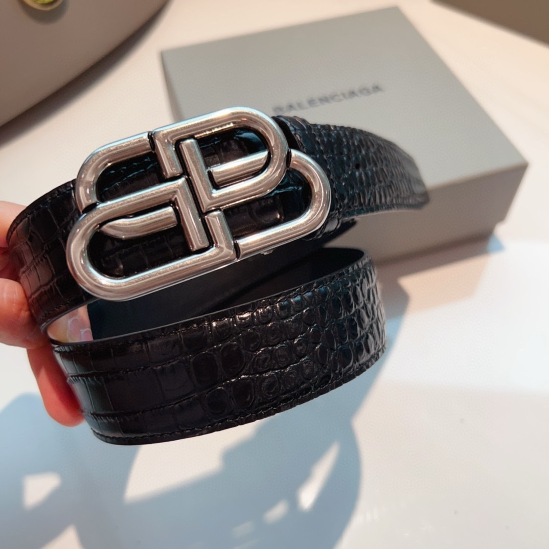 NO:138687,Balenciaga crocodile pattern new belt double-sided Italian matte calfskin with retro buckle-width 3.5 belt, balenciaga, cowhide19860909巴黎世家鳄鱼纹 新款腰带 双面意大利雾面小牛皮 搭配复古扣--宽度3.5,皮带,balenciaga,cowhide,Belt