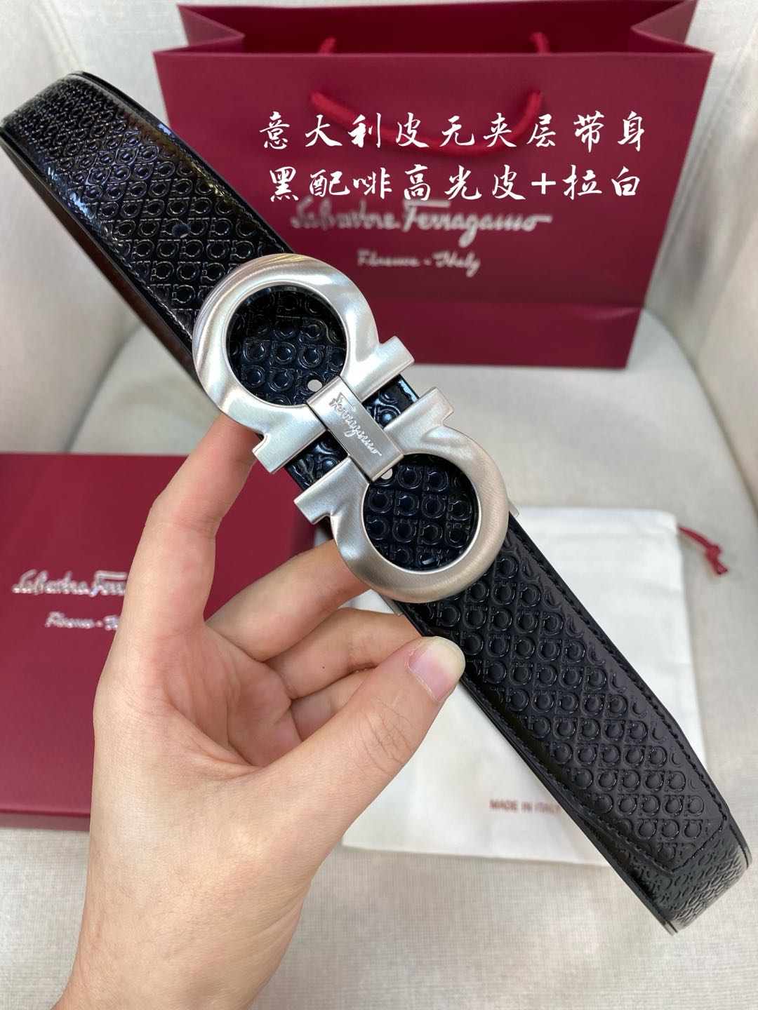 페레가모 가죽 벨트 3.5 CM202500320 이미지 3