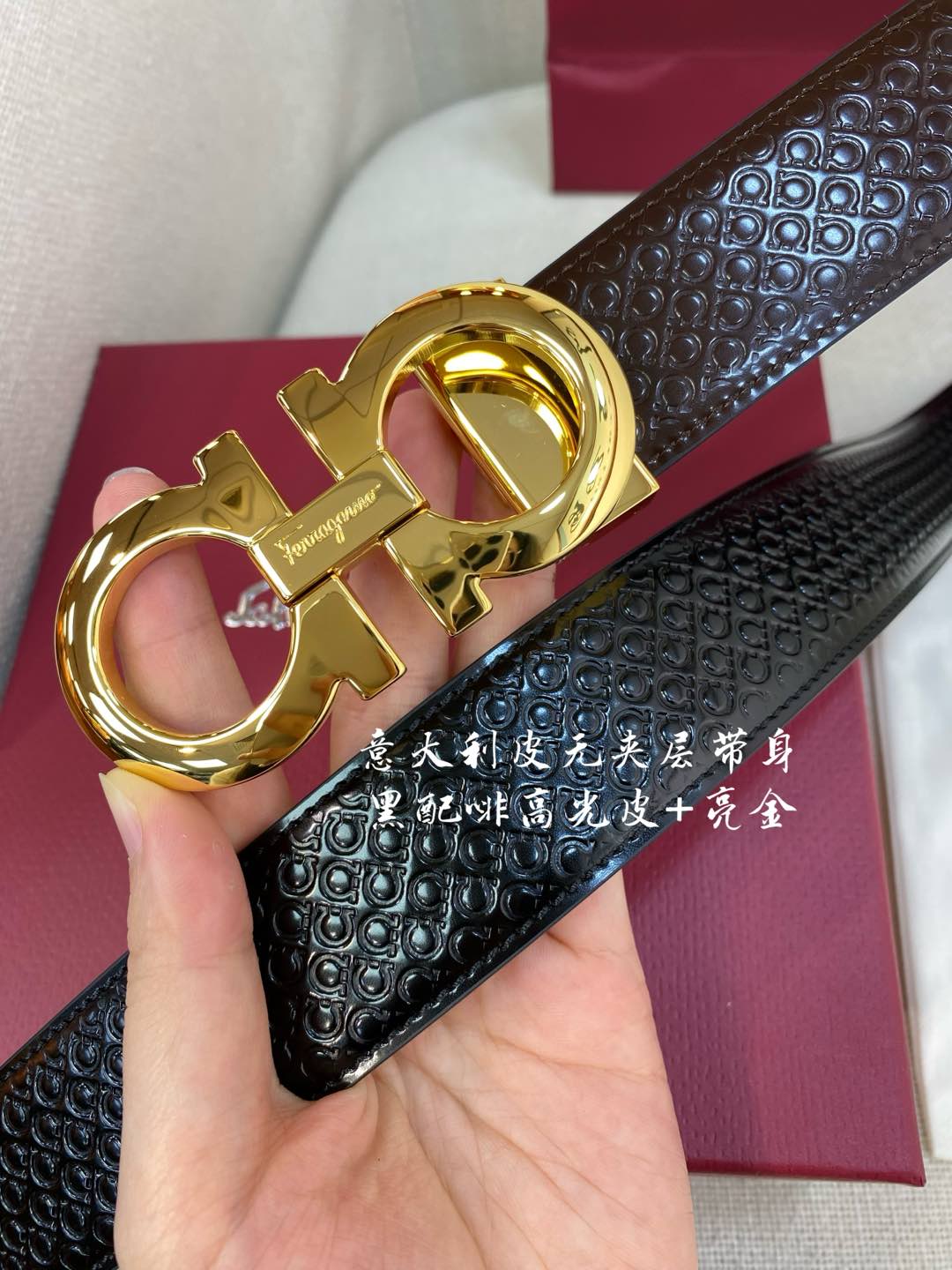 페레가모 천연 가죽 벨트 3.5 CM202500320 59519 이미지 2