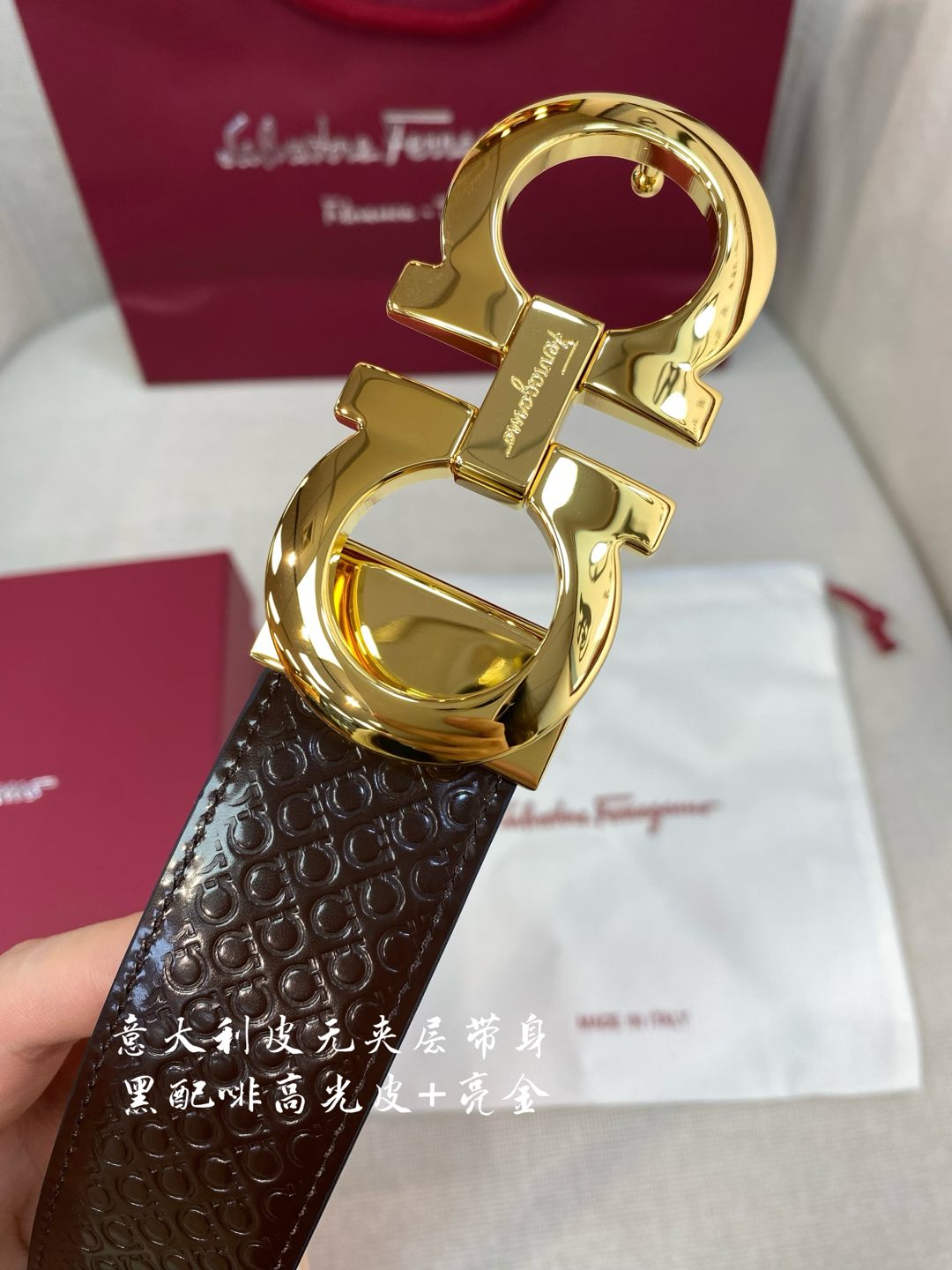 페레가모 천연 가죽 벨트 3.5 CM202500320 59519 이미지 6
