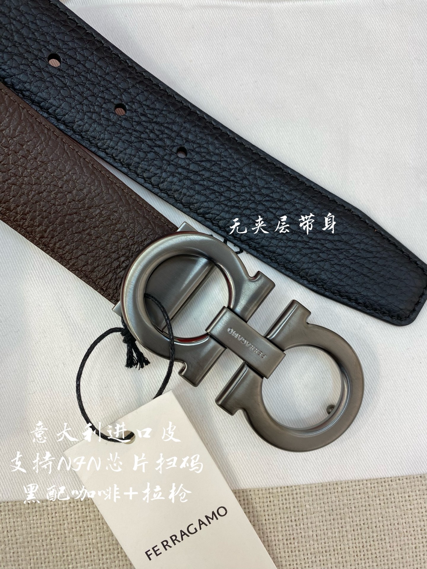 Ferragamo菲拉格慕 NFC芯片扫码款  正品尺寸3.5cm意大利原厂皮🅿️220🅿️150