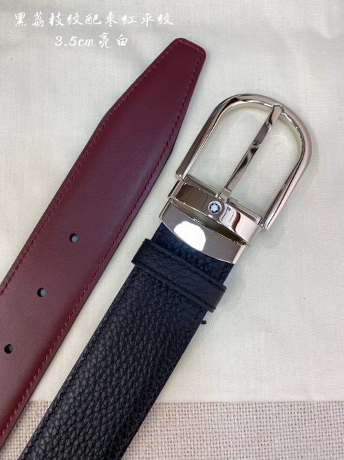 Montblanc Reversible Leather Belt, 3.5cm Wide, Pin Buckle, Business Casual