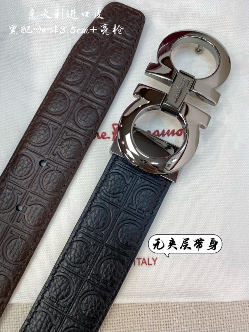 Salvatore Ferragamo Reversible Leather Belt with Signature Buckle, 3.5cm 1 Salvatore Ferragamo Reversible Leather Belt with Signature Buckle, 3.5cm