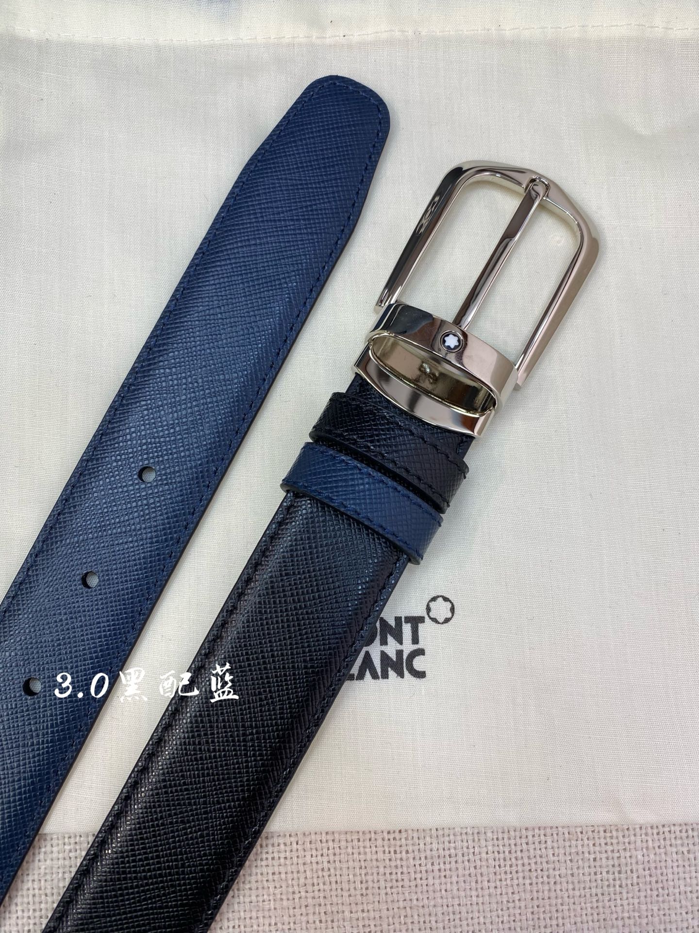 Montblanc Heren Riem - 3.0cm Breed, Omkeerbaar, Premium Leder, Elegante Gesp