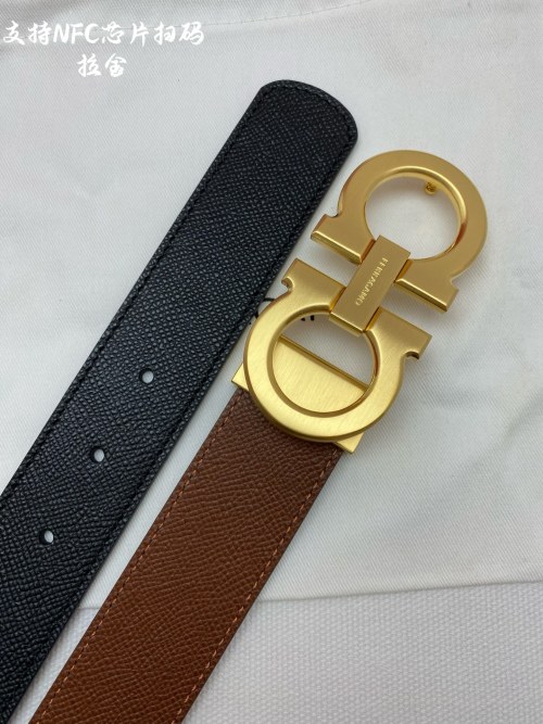 Salvatore Ferragamo Men's Reversible Leather Belt with Gold-Tone Buckle 1 Salvatore Ferragamo Men's Reversible Leather Belt with Gold-Tone Buckle