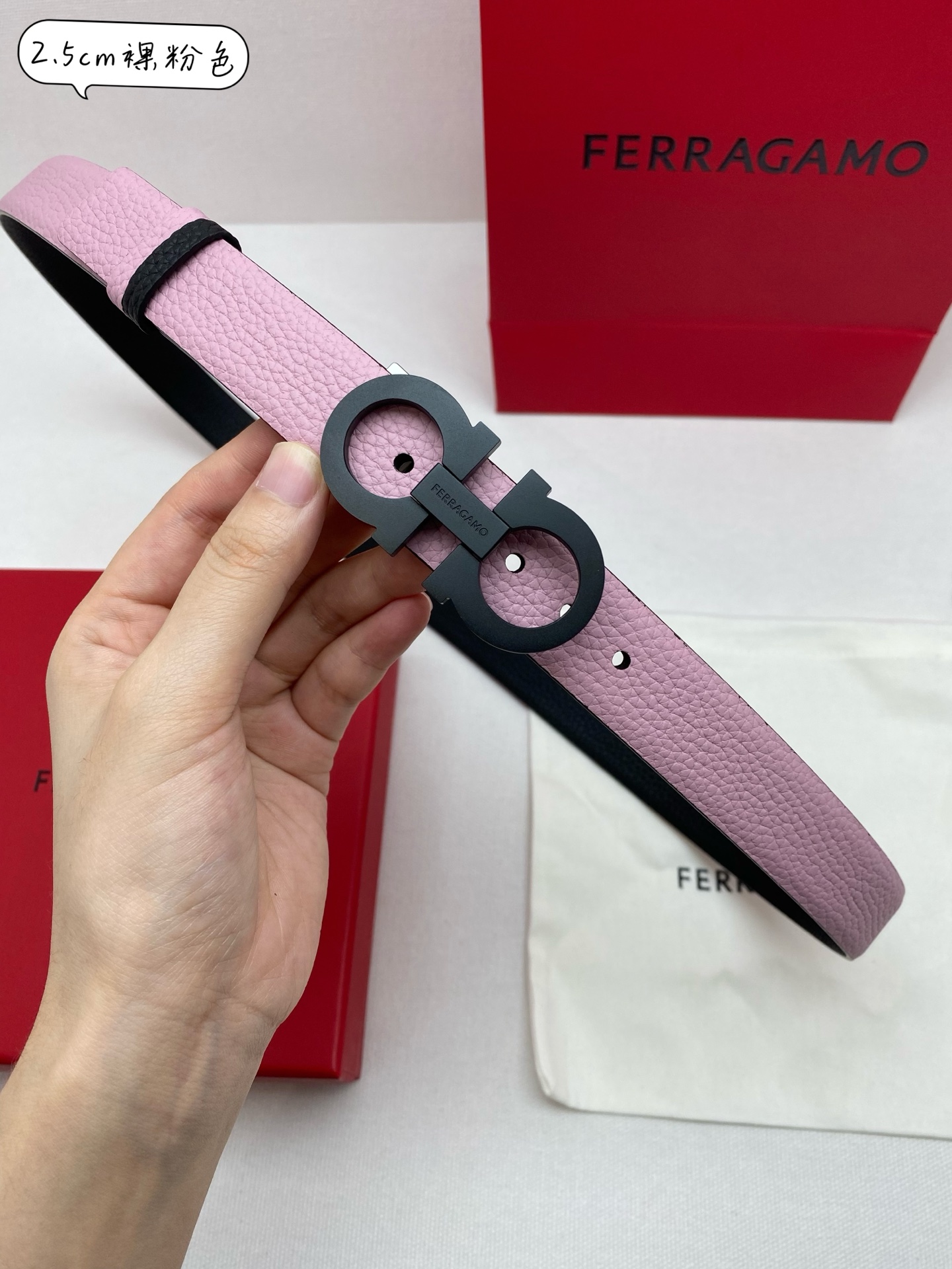 페레가모 가든 초 더블 버클 양면 소가죽 벨트 59580 이미지 2