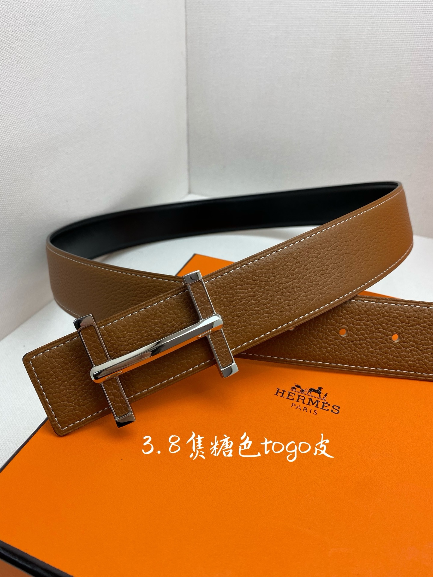 HERMES belt Hermes-H BELT BUCKLE & REVERSIBLE LEATHER STR Amm Hermes epsom — photo 3