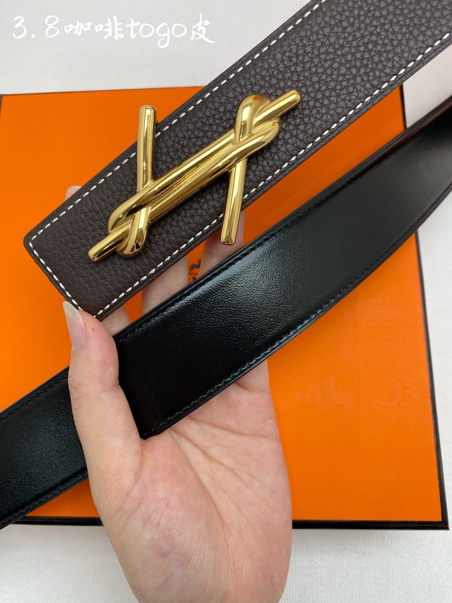 🅿️160 Hermes-H BELT BUCKLE & REVERSIBLE LEATHER STRAP 38mm 爱马仕专柜同步 进口epsom双面小牛皮 精钢精品五金 双面可用 