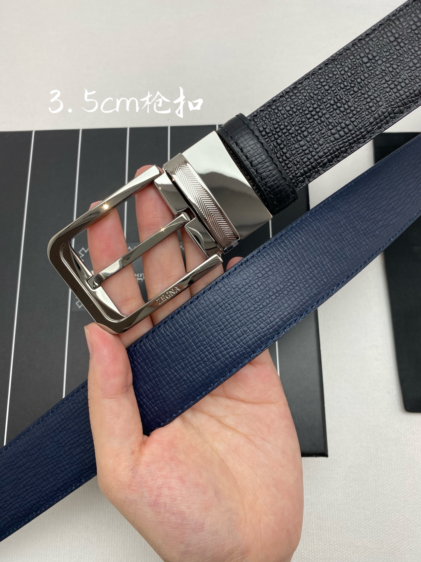 杰尼亚男士腰带- 宽度35MM 316精品扣 精工打造 进口小牛皮 独特设计工艺 手感柔软 可以裁剪