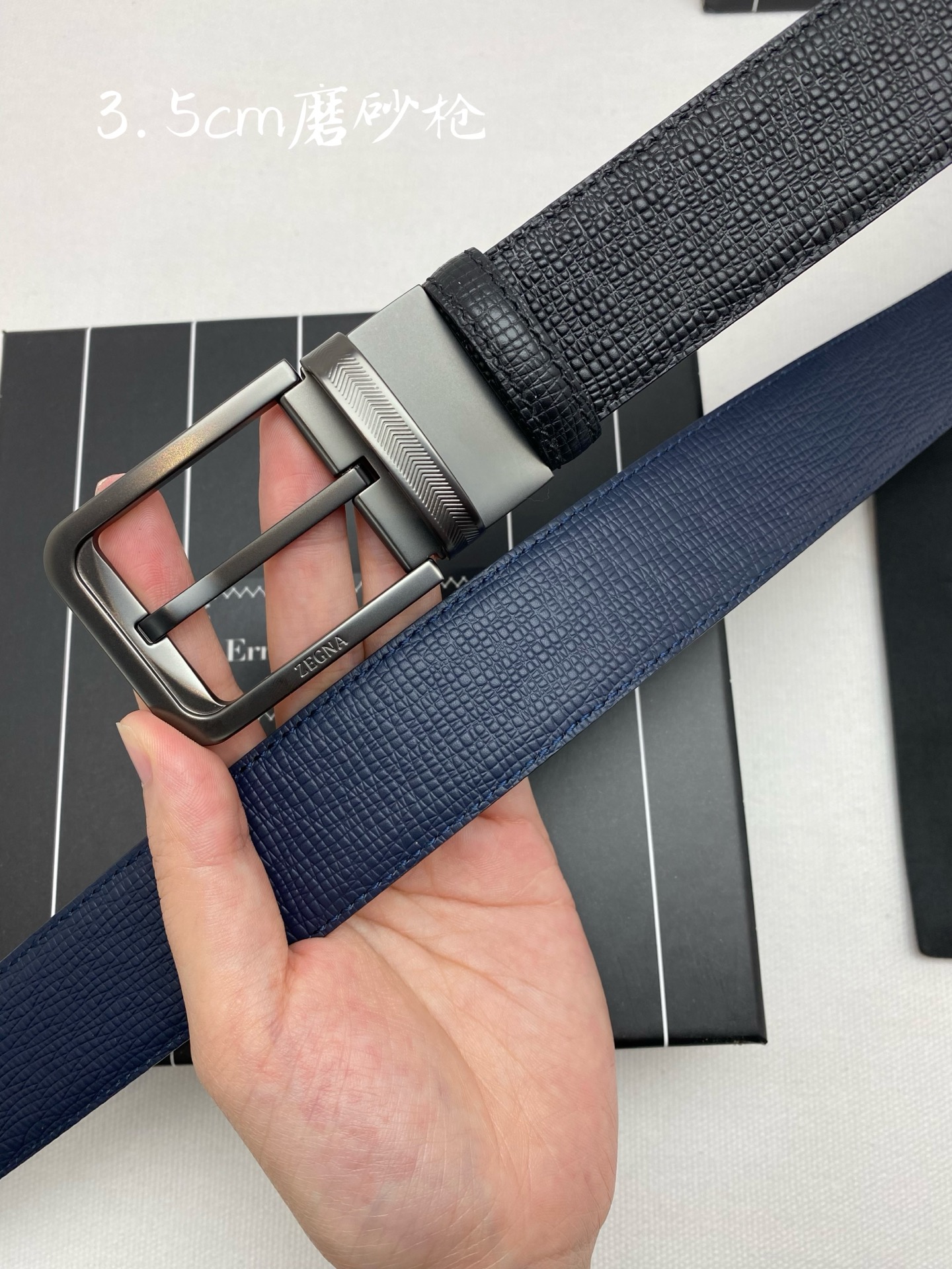 杰尼亚男士腰带- 宽度35MM 316精品扣 精工打造 进口小牛皮 独特设计工艺 手感柔软 可以裁剪