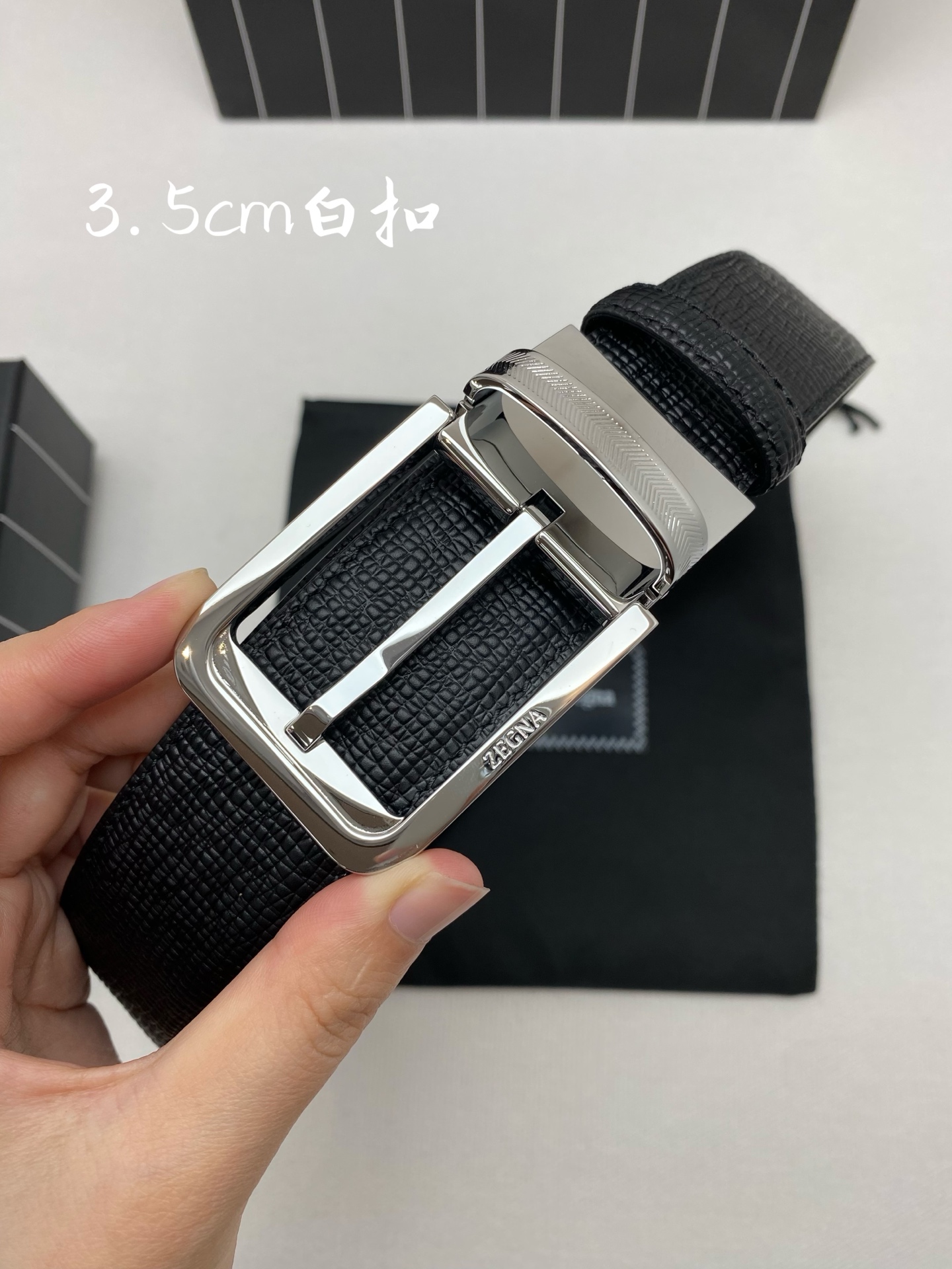 杰尼亚男士腰带- 宽度35MM 316精品扣 精工打造 进口小牛皮 独特设计工艺 手感柔软 可以裁剪