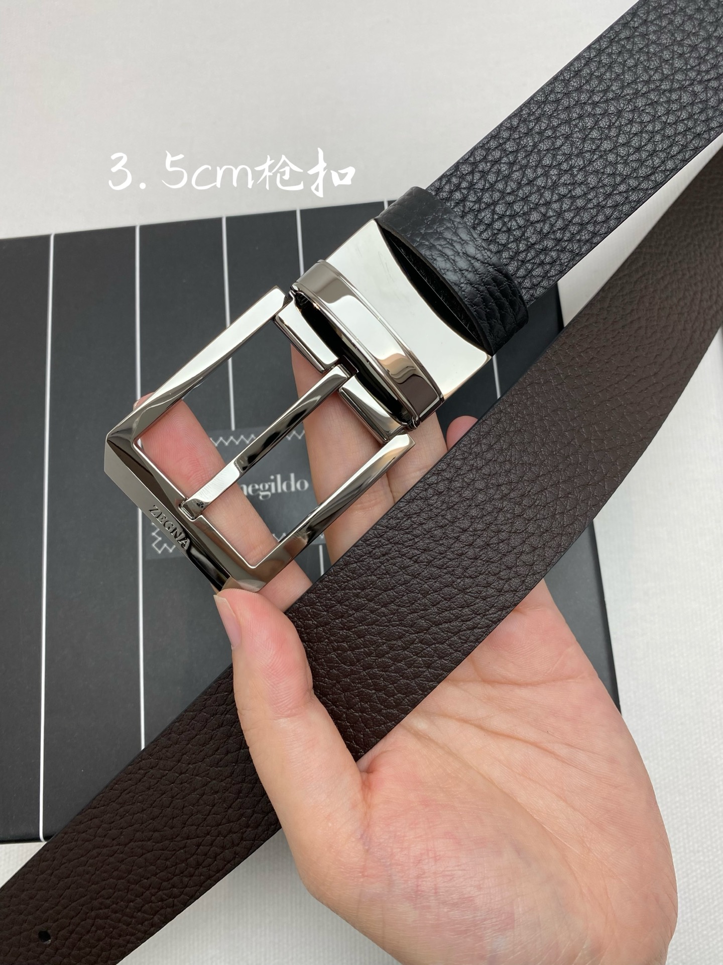 杰尼亚男士腰带- 宽度35MM 316精品扣 精工打造 进口小牛皮 独特设计工艺 手感柔软 可以裁剪