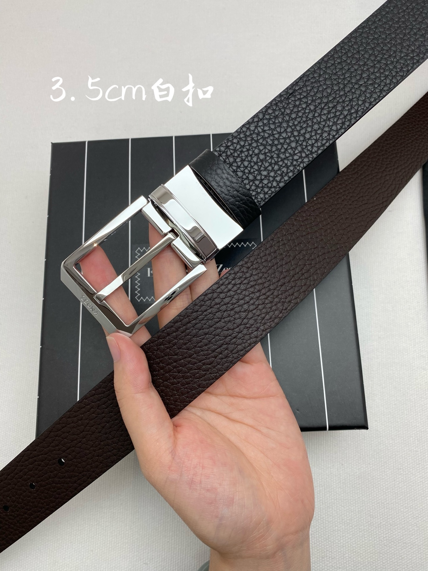 杰尼亚男士腰带- 宽度35MM 316精品扣 精工打造 进口小牛皮 独特设计工艺 手感柔软 可以裁剪
