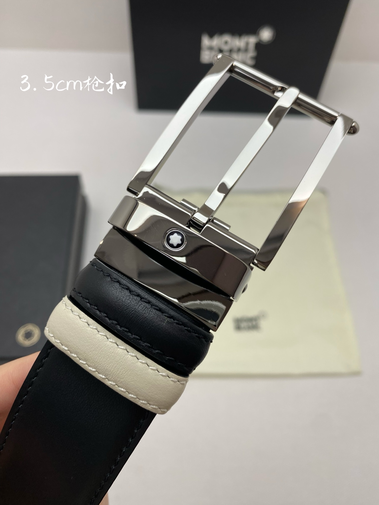 Montblanc万宝龙 宽3.5cm 采用头层牛皮 精品针式扣头 自由裁剪商务休闲皮带