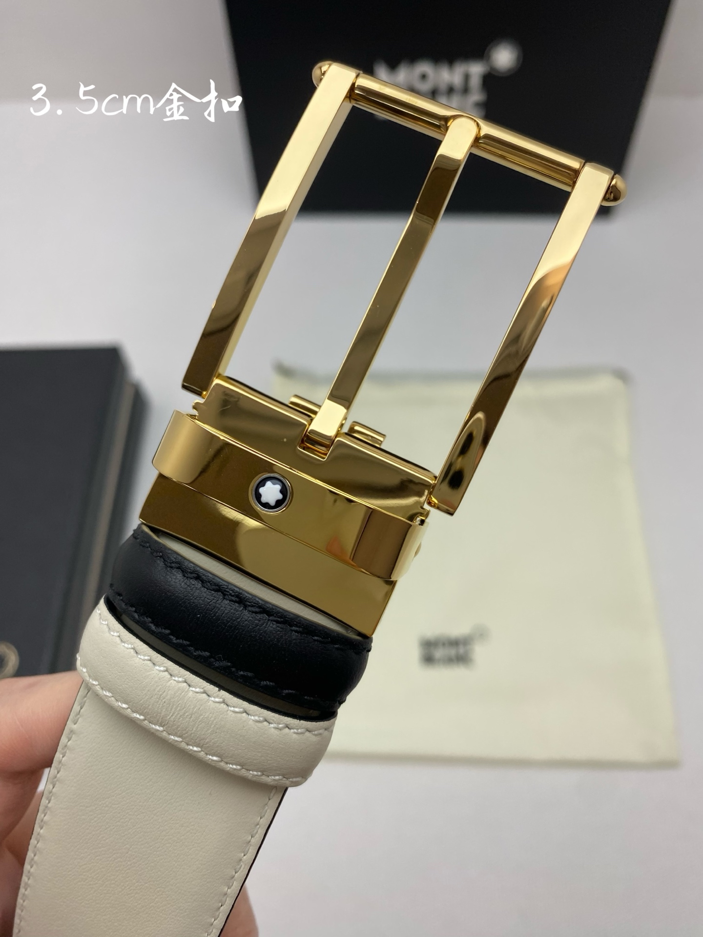 Montblanc万宝龙 宽3.5cm 采用头层牛皮 精品针式扣头 自由裁剪商务休闲皮带