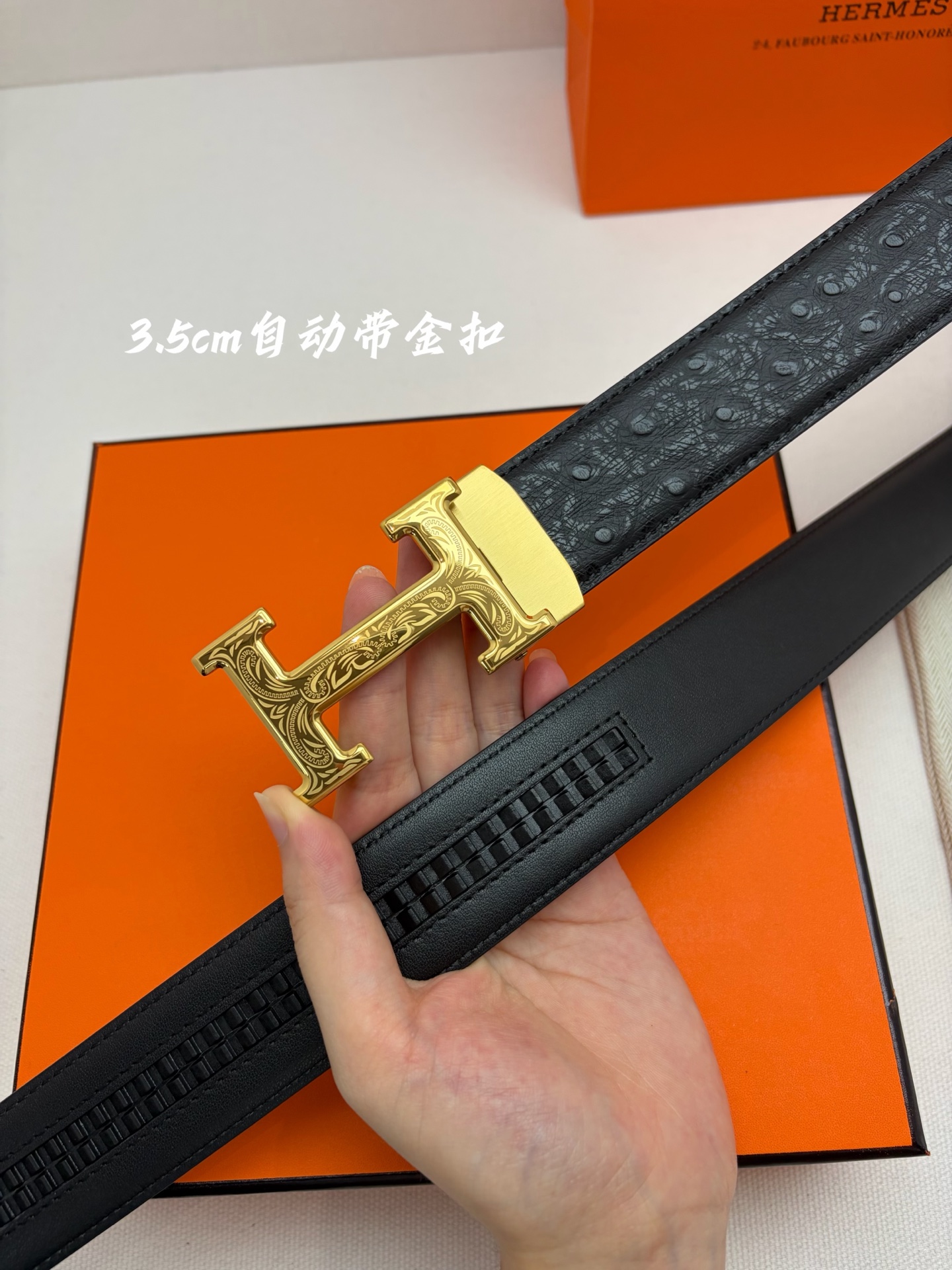 Hermes男士自动腰带- 宽度35mm316精品钢扣  精工打造  手感柔软 可以裁剪