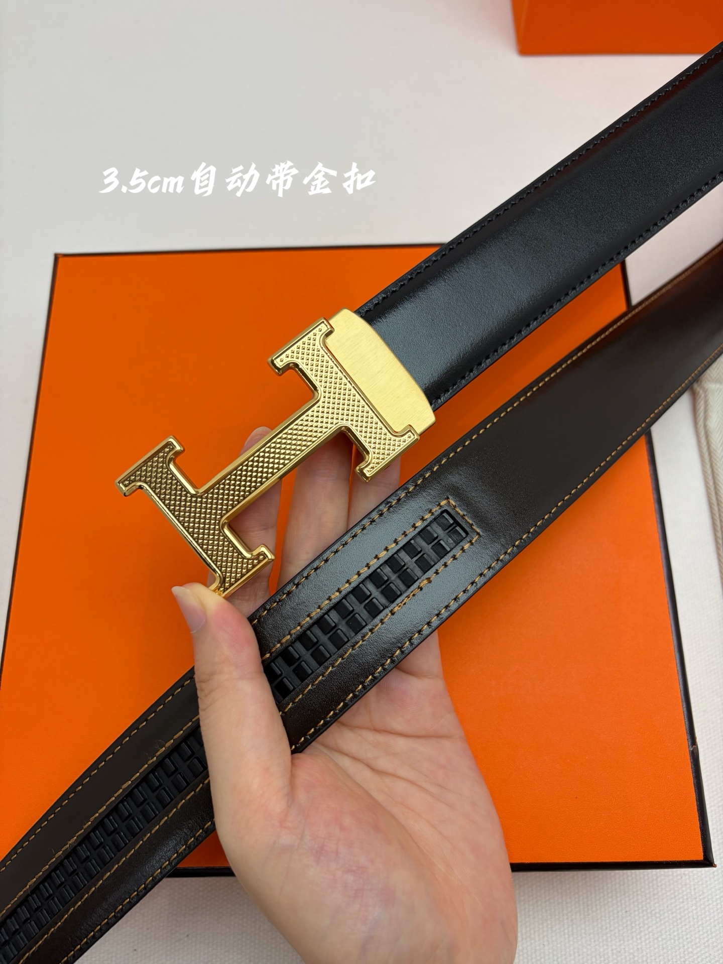 Hermes男士自动腰带- 宽度35mm316精品钢扣  精工打造  手感柔软 可以裁剪