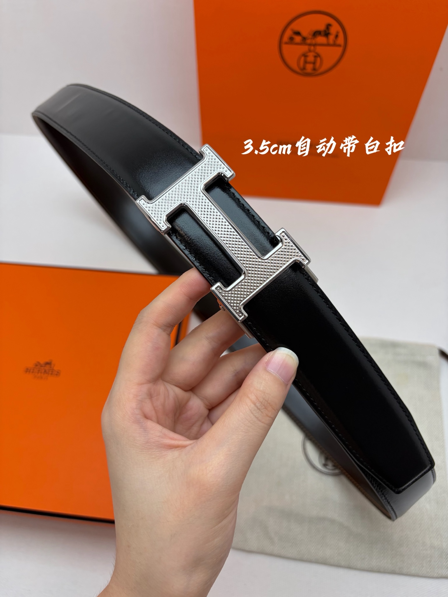 Hermes男士自动腰带- 宽度35mm316精品钢扣  精工打造  手感柔软 可以裁剪