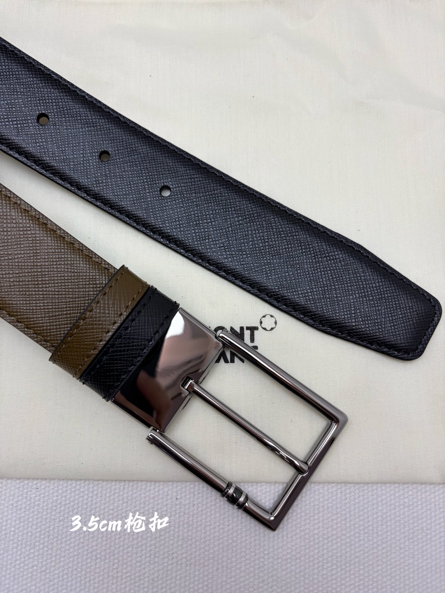 Montblanc万宝龙 宽3.5cm 采用头层牛皮 精品针式扣头 自由裁剪商务休闲皮带