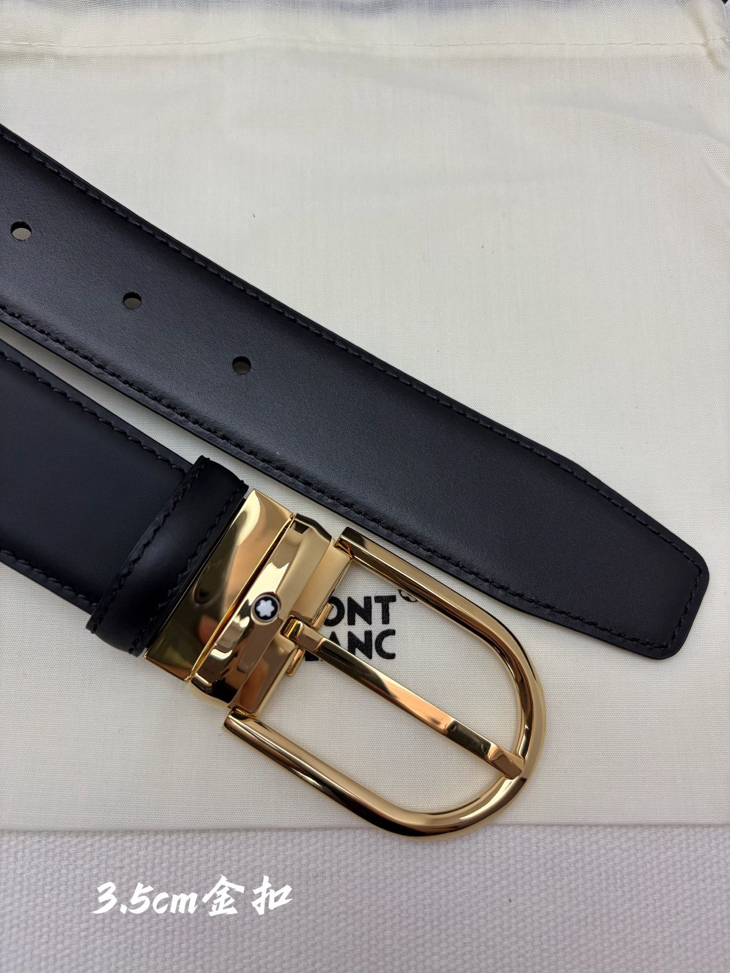 Montblanc万宝龙 宽3.5cm 采用头层牛皮 精品针式扣头 自由裁剪商务休闲皮带