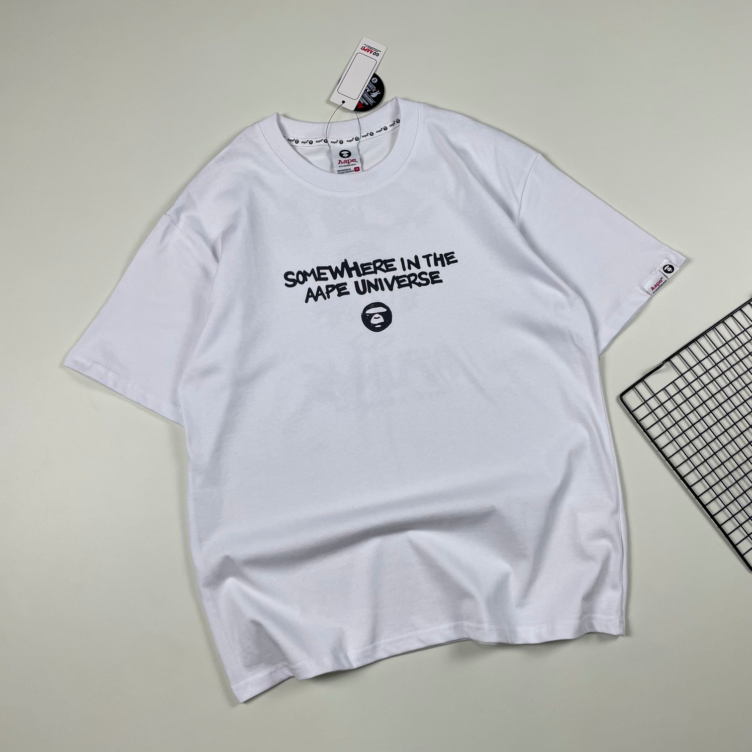 Aape Clothing T-Shirt Black White Printing Unisex Cotton Short Sleeve