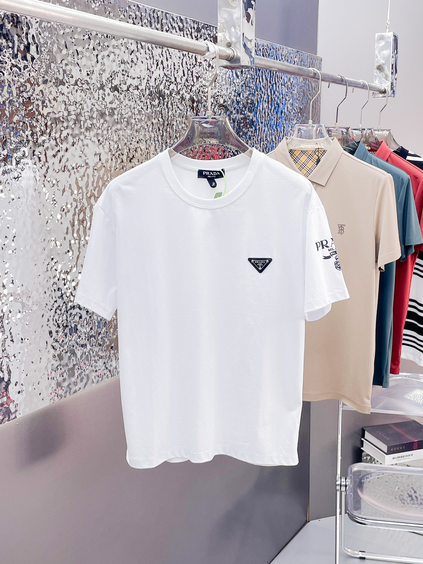 Prada Kleding T-Shirt Replica van hoge kwaliteit designer
 Katoen Gemerceriseerd katoen Lente/Zomercollectie Korte mouw