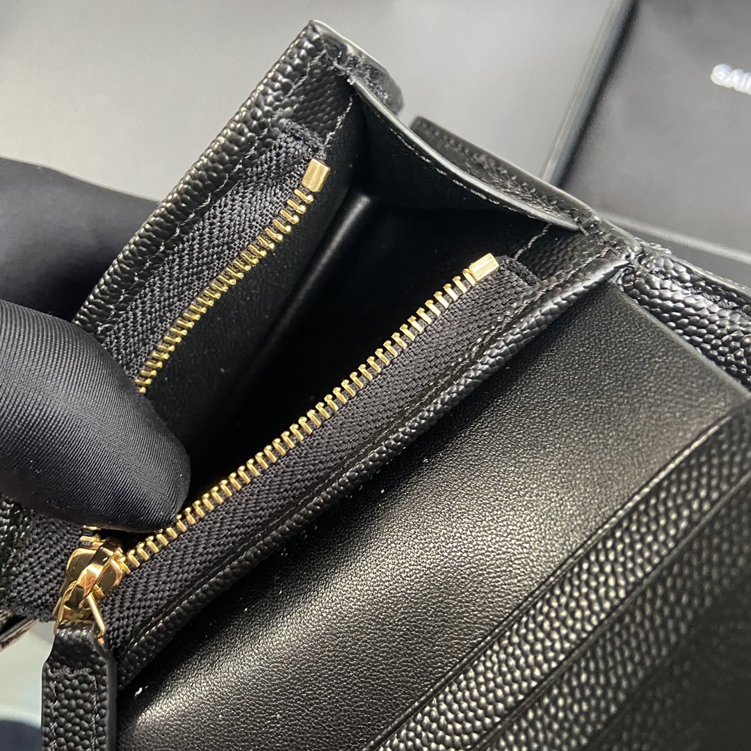 Saint Laurent 五金 MATELASSE短款粒面壓印皮革卡包